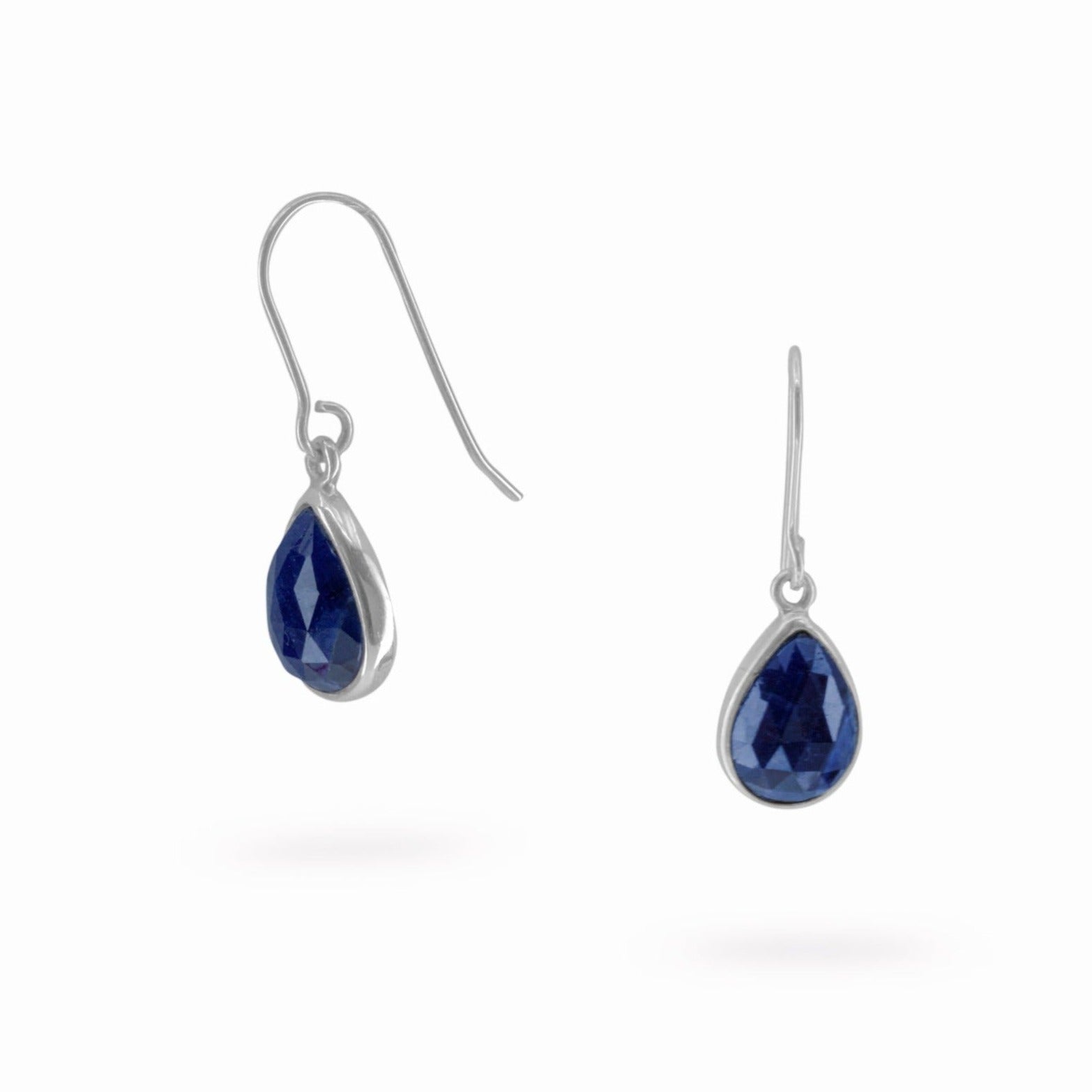 Sapphire Earrings, factory gemstone earrings, drop earrings, dangle earrings, sapphire drops, sapphire dangles, sapphire and silver