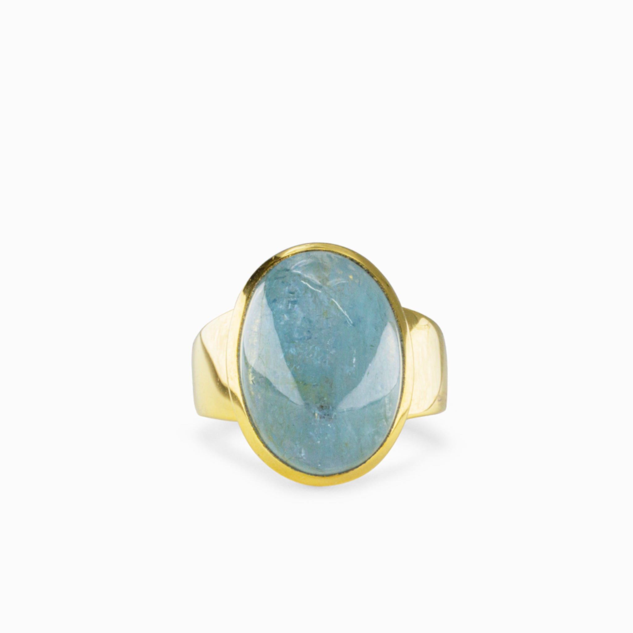 Gold ring deals with aquamarine stone