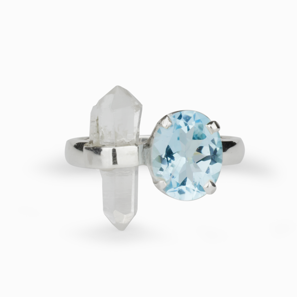 Topaz and online aquamarine ring