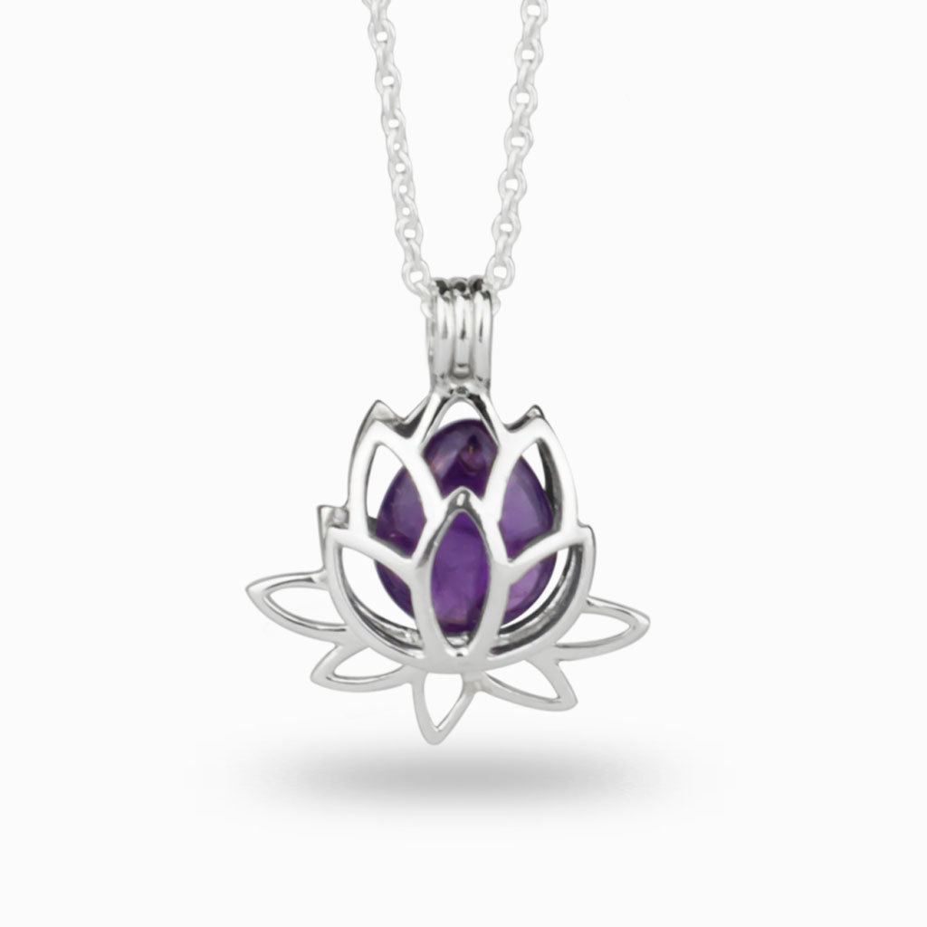 Silver Gold Fine Lotus Flower Necklace, Lotus Gold Jewellery
