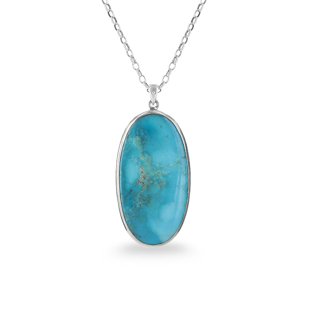 Silver necklace deals turquoise stone