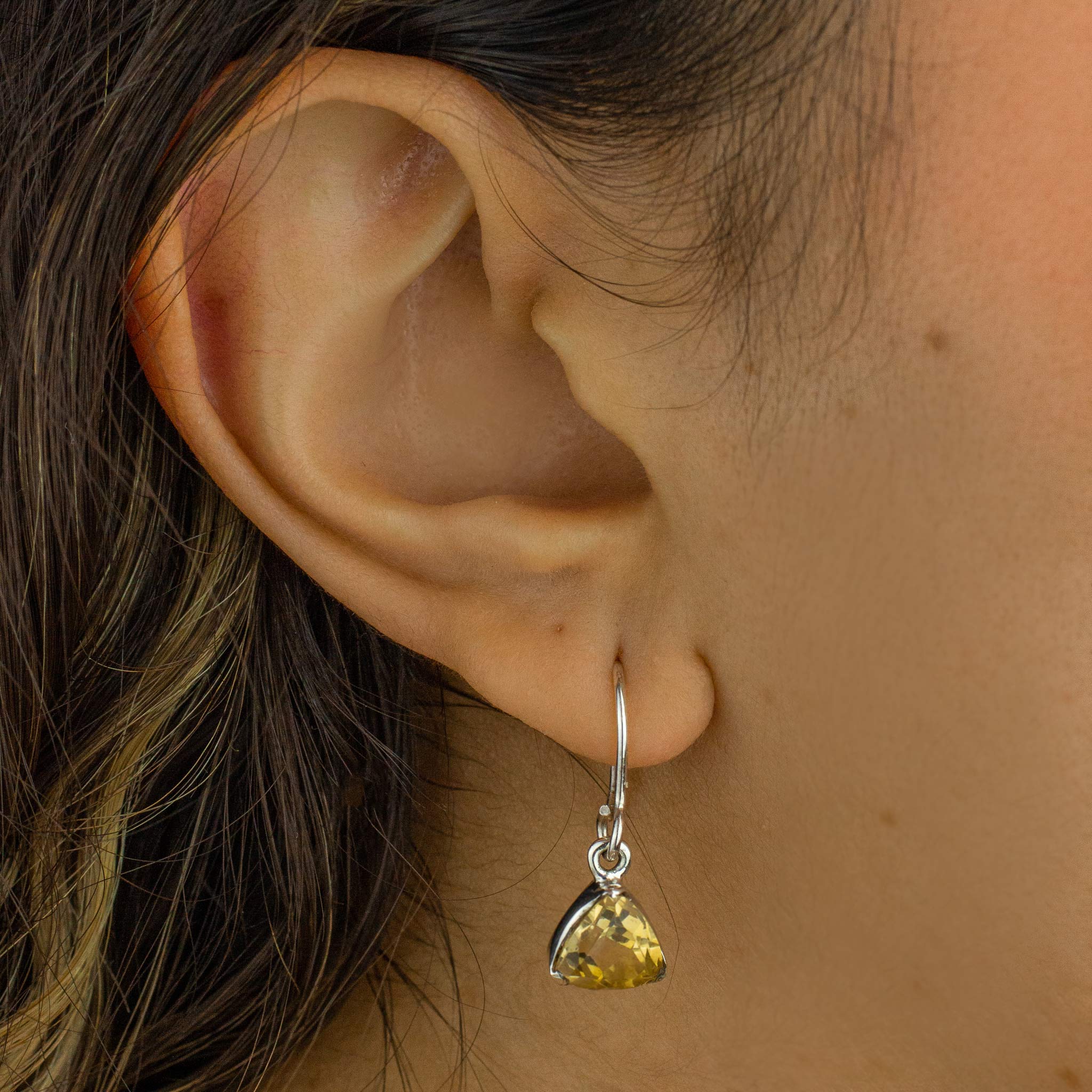 Single Stone Citrine Oval Cut Dangle Earrings - Madomart