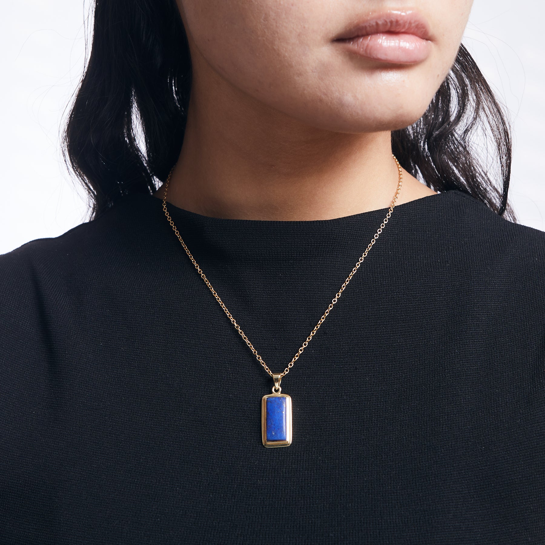 Lapis Lazuli rectangle bezel pendant 