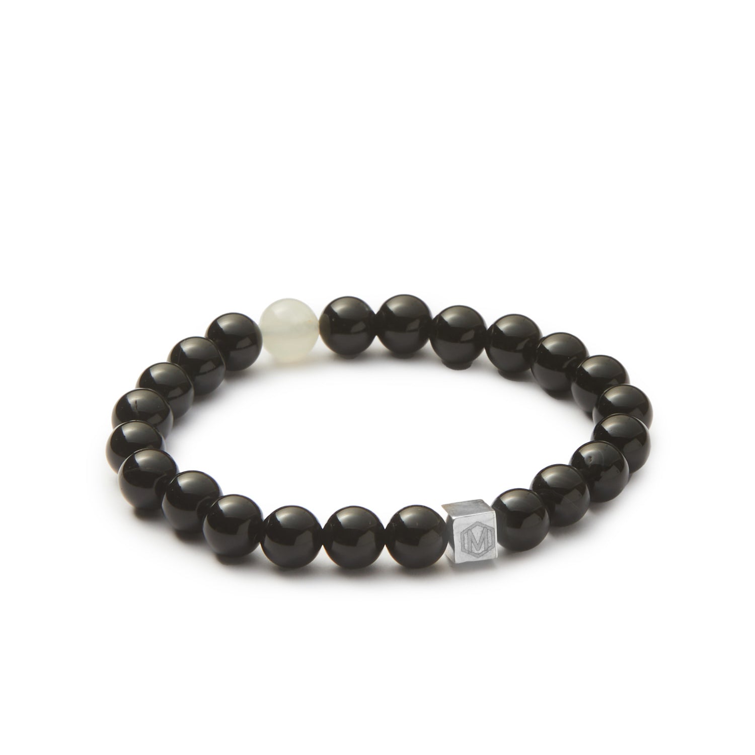 Black Tourmaline and White Moonstone beaded bracelet