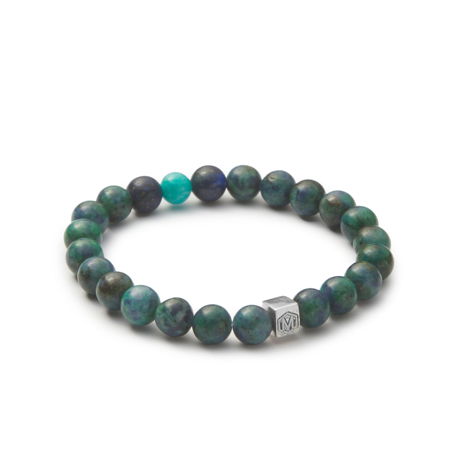 Azurite Malachite and Amazonite beaded bracelet 