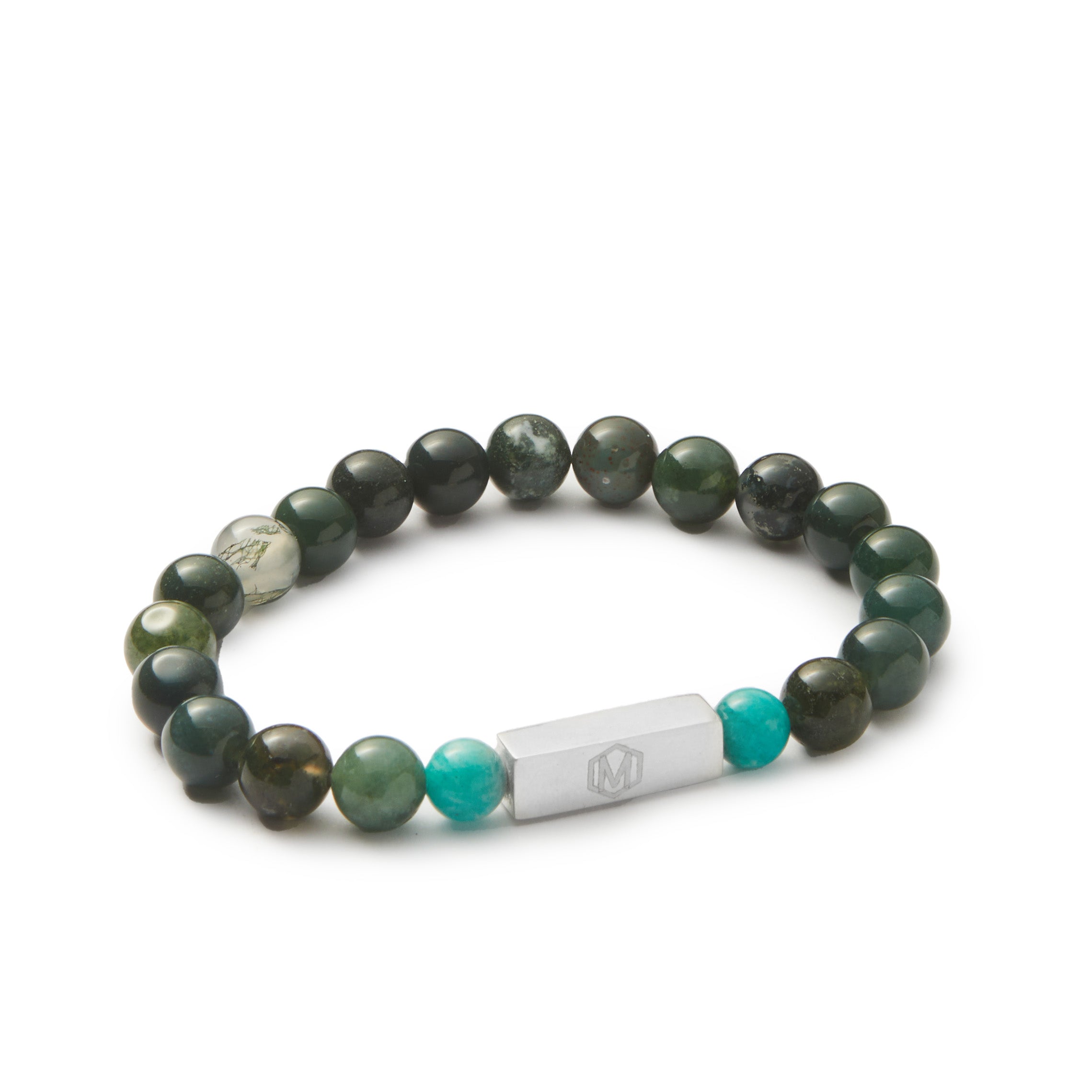 Amazonite & Moss Agate Beaded Bracelet