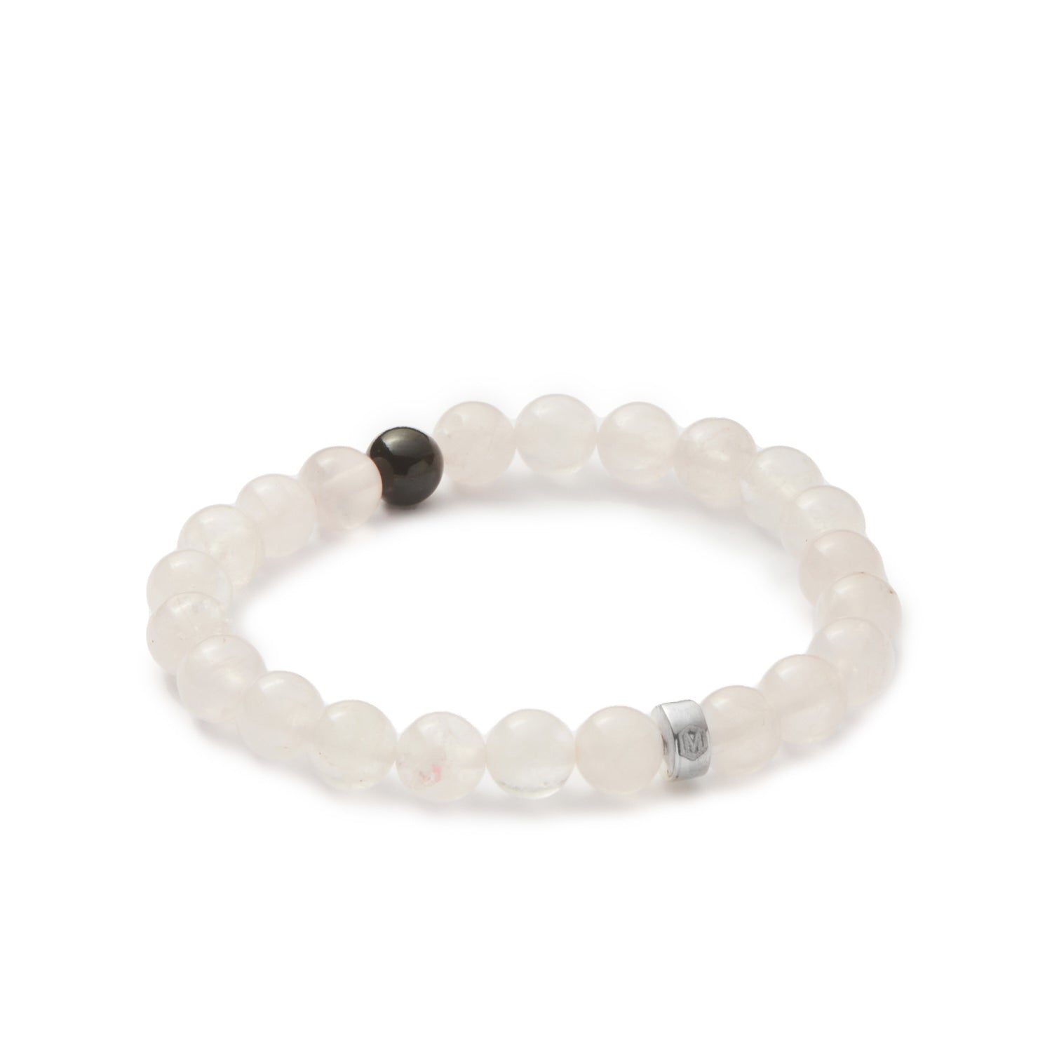 Rose Quartz & Black Tourmaline Beaded Bracelet