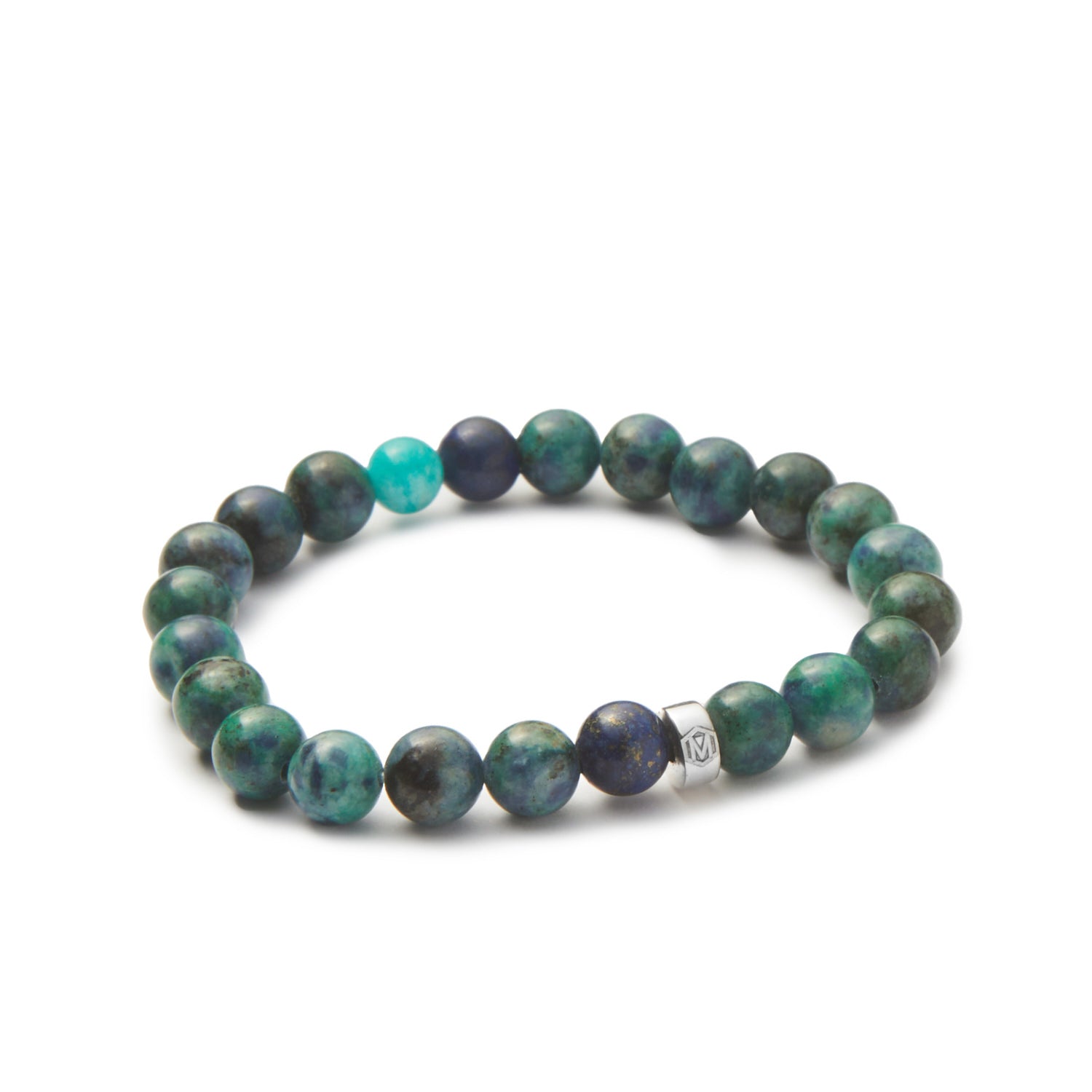 Azurite Malachite & Amazonite Beaded Bracelet