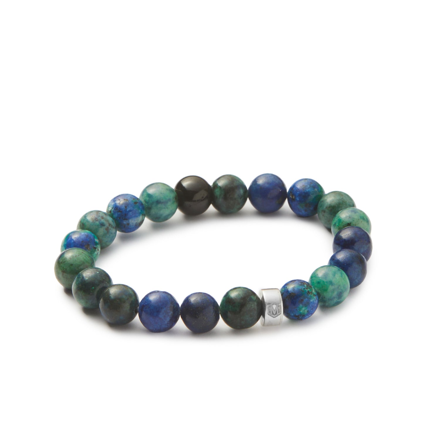 Azurite & Black Tourmaline Beaded Bracelet 