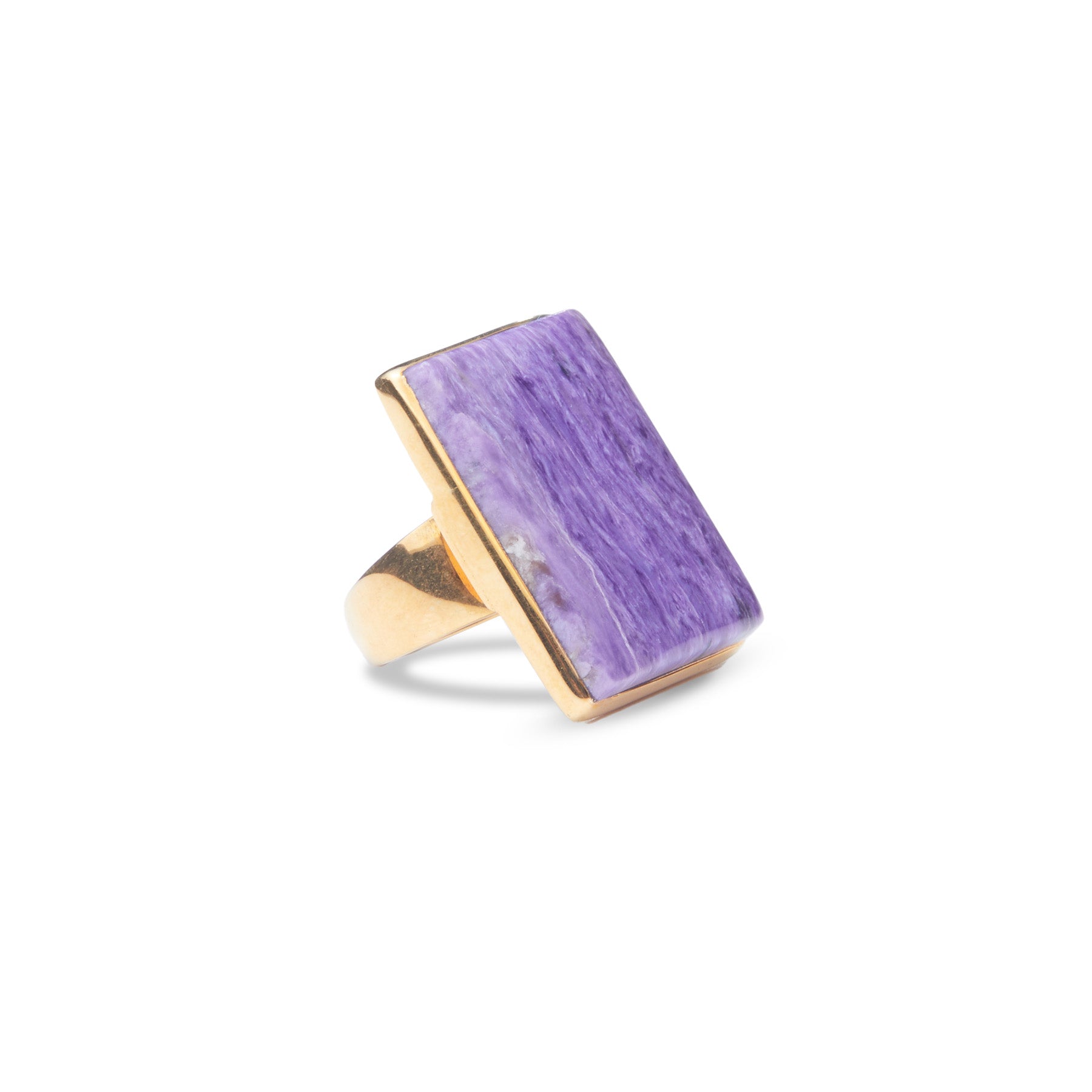 Charoite cabochon rectangle vermeil ring  