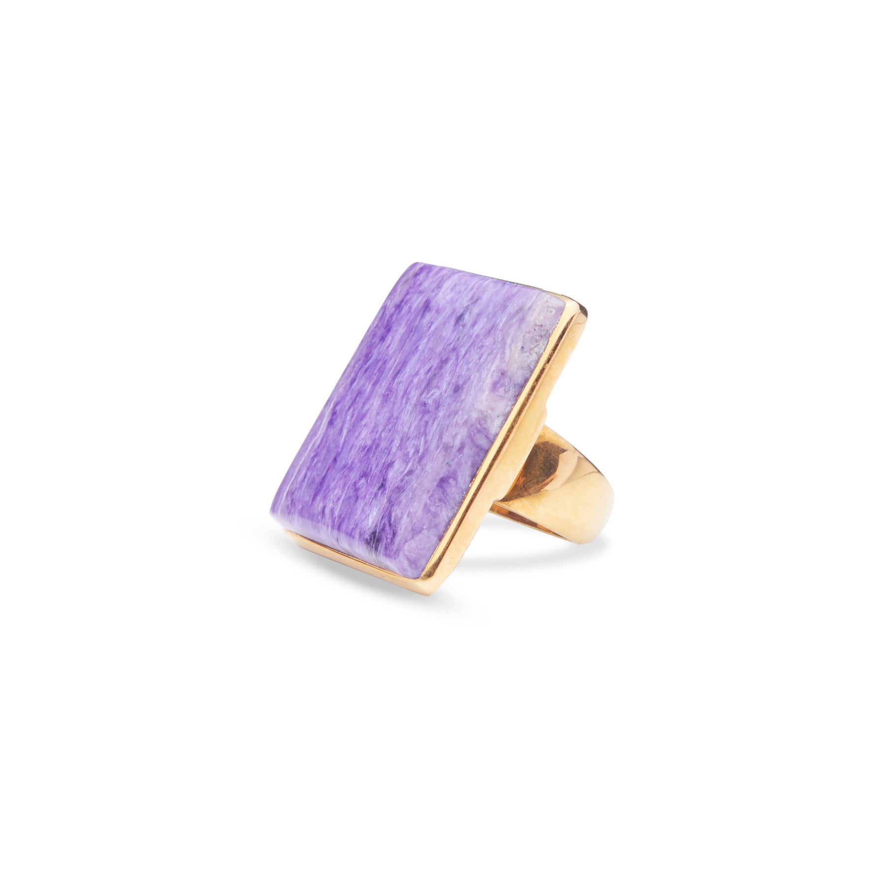 Charoite cabochon rectangle vermeil ring  side angle