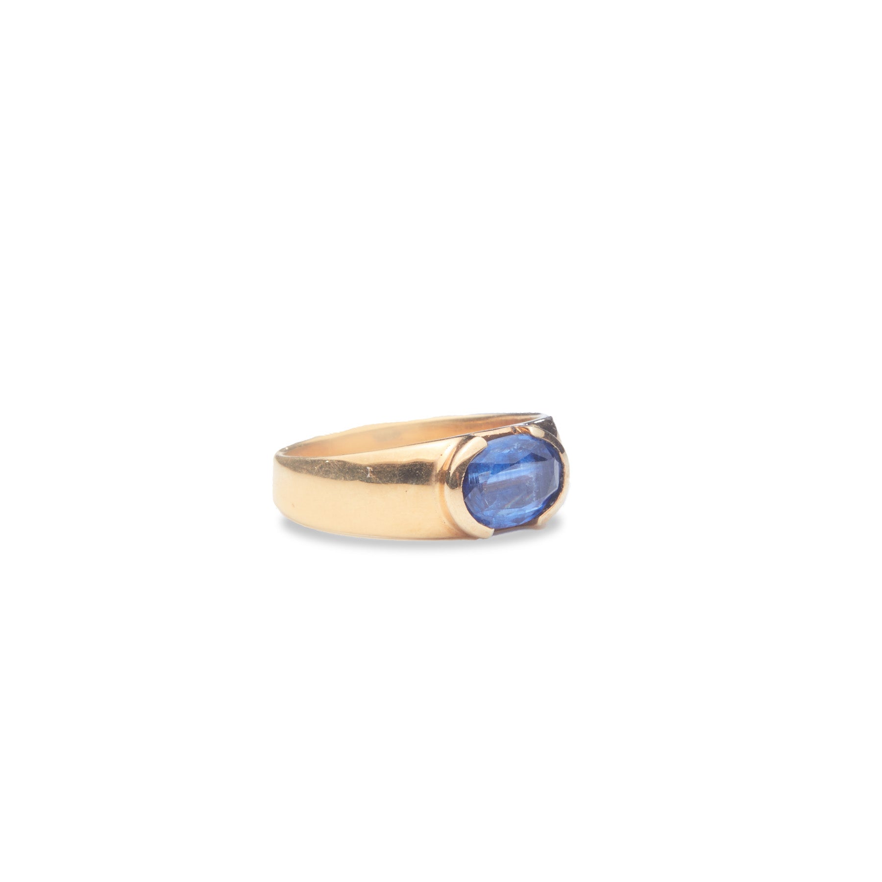 Kyanite faceted oval vermeil ring with clamp bezel 