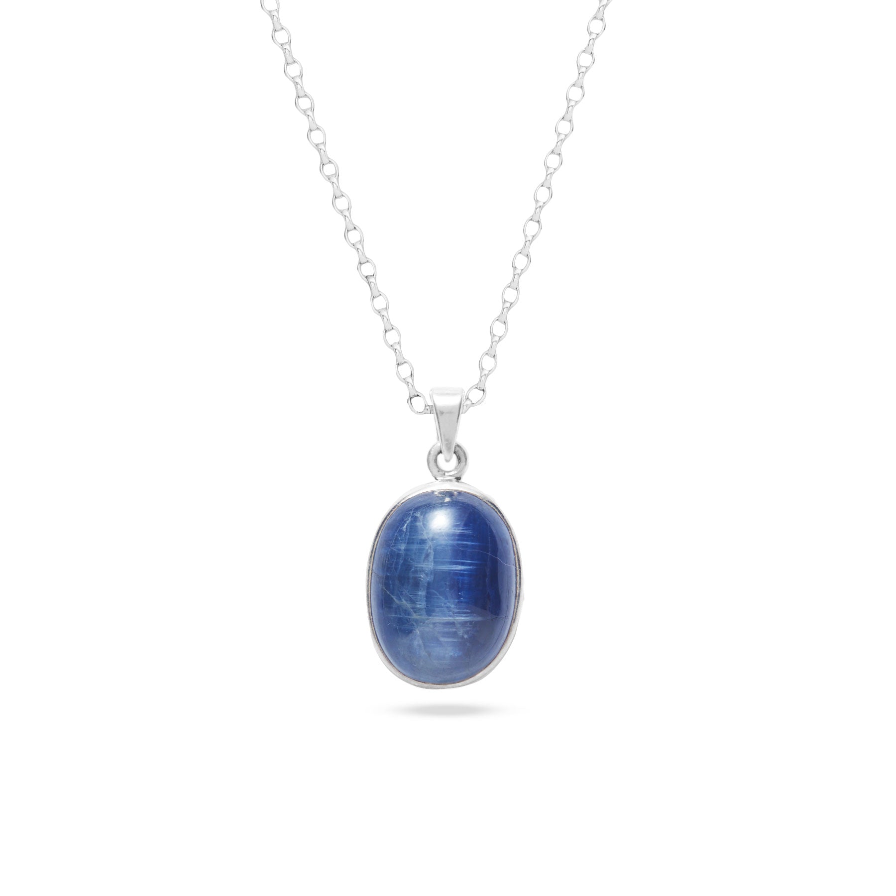 Oval Blue Kyanite from brazil with sterling silver bezel