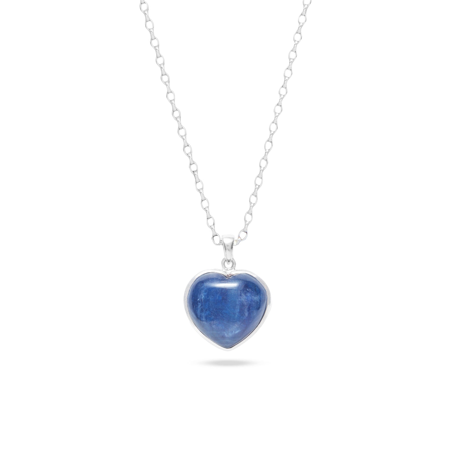 Heart shaped Kyanite pendant from brazil with sterling silver bezel