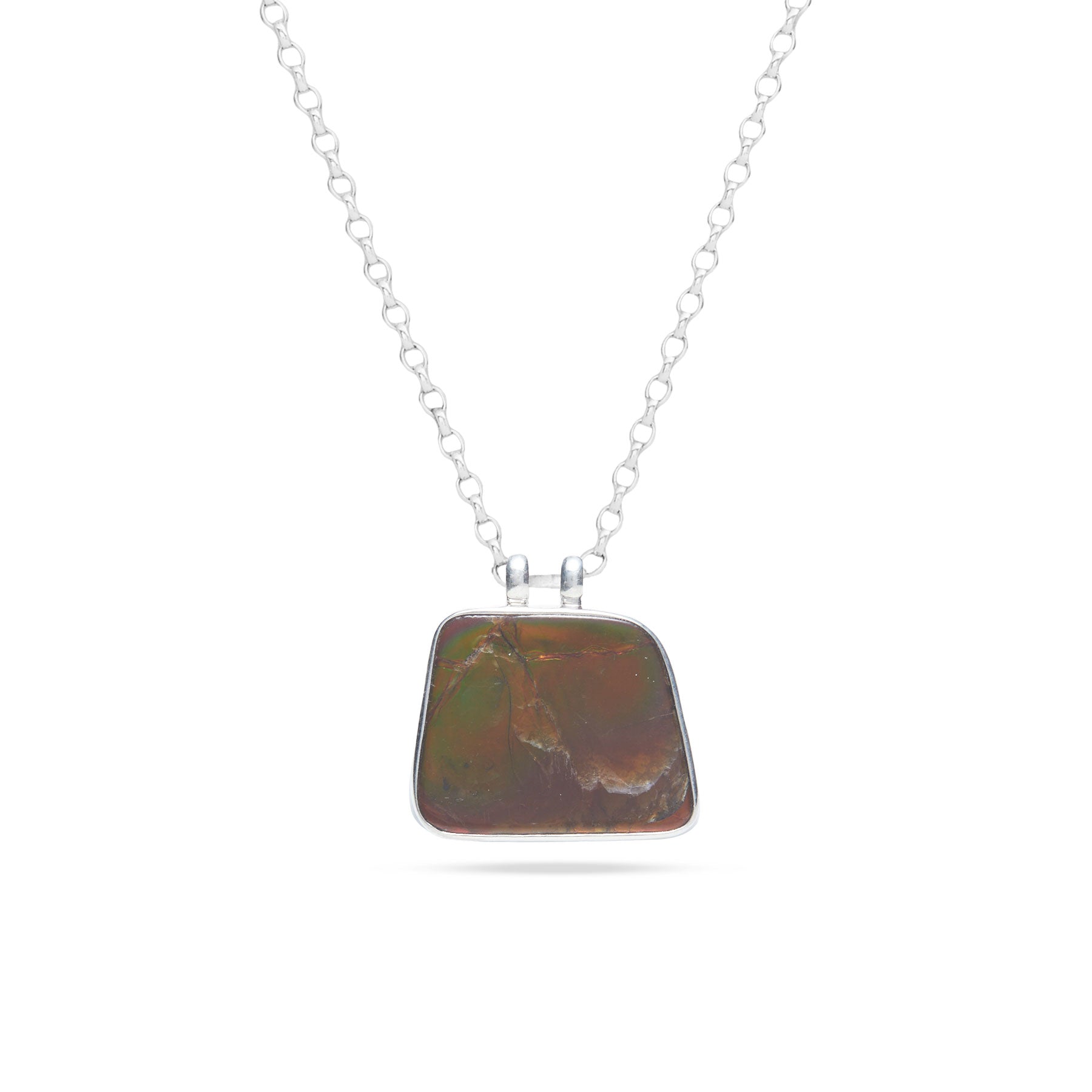 Ammolite freeform cabochon pendant with double fixed hook 