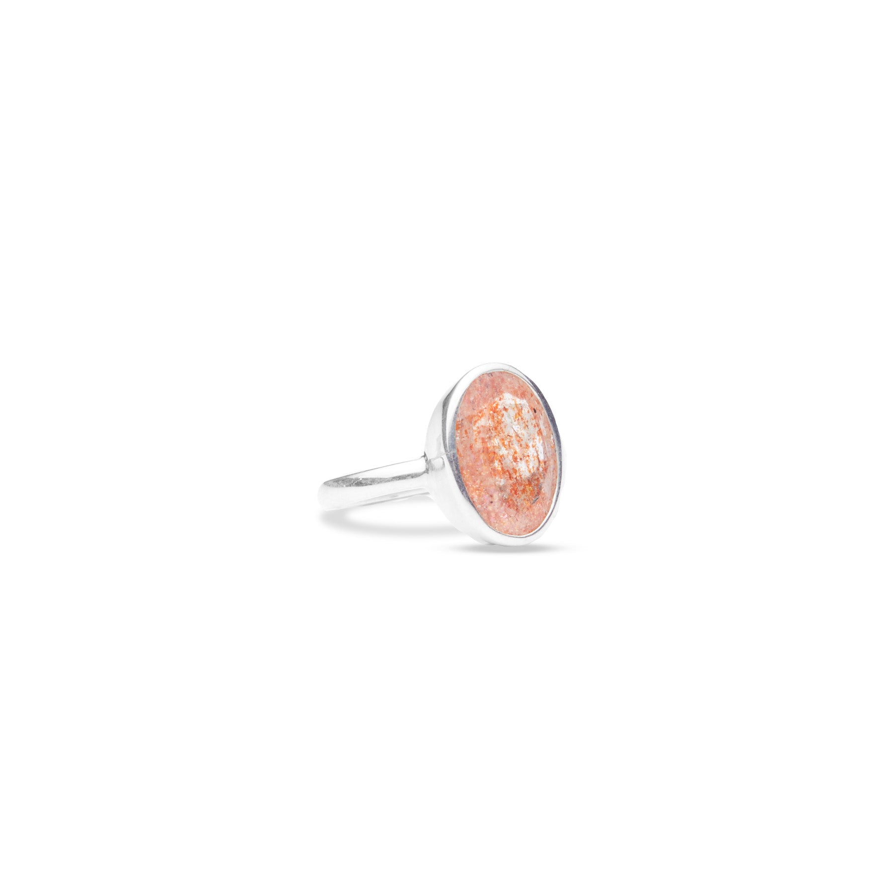 Sunstone faceted oval ring with thin band