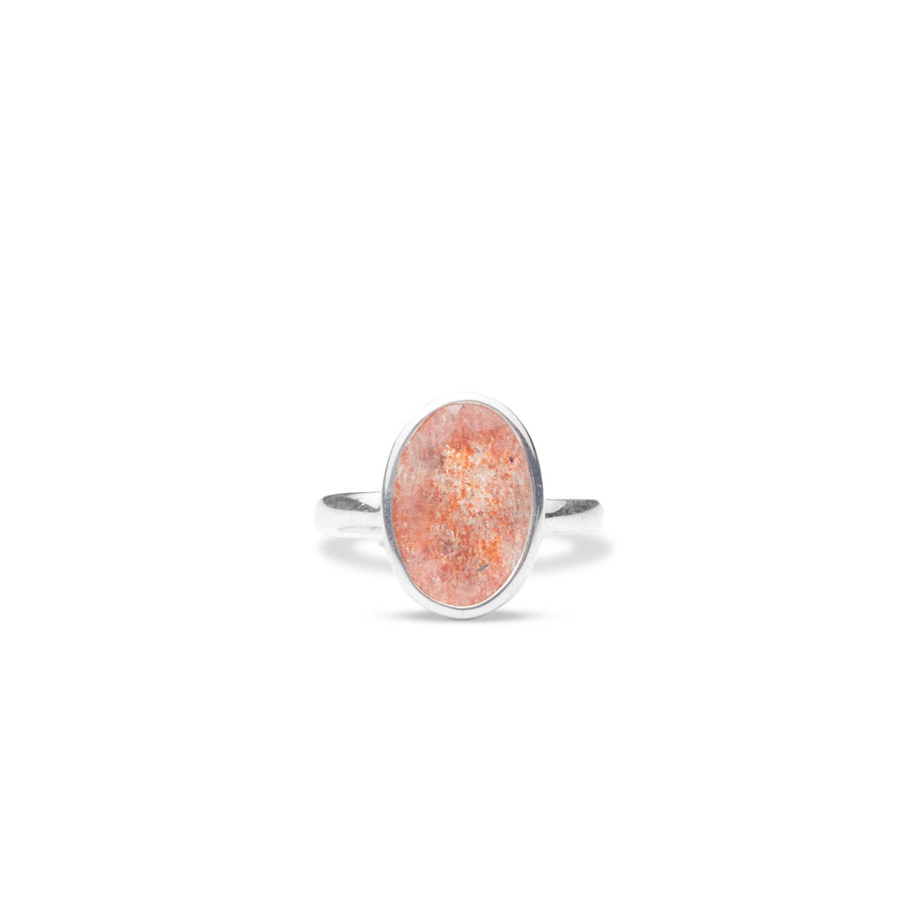 Sunstone faceted oval ring with thin band