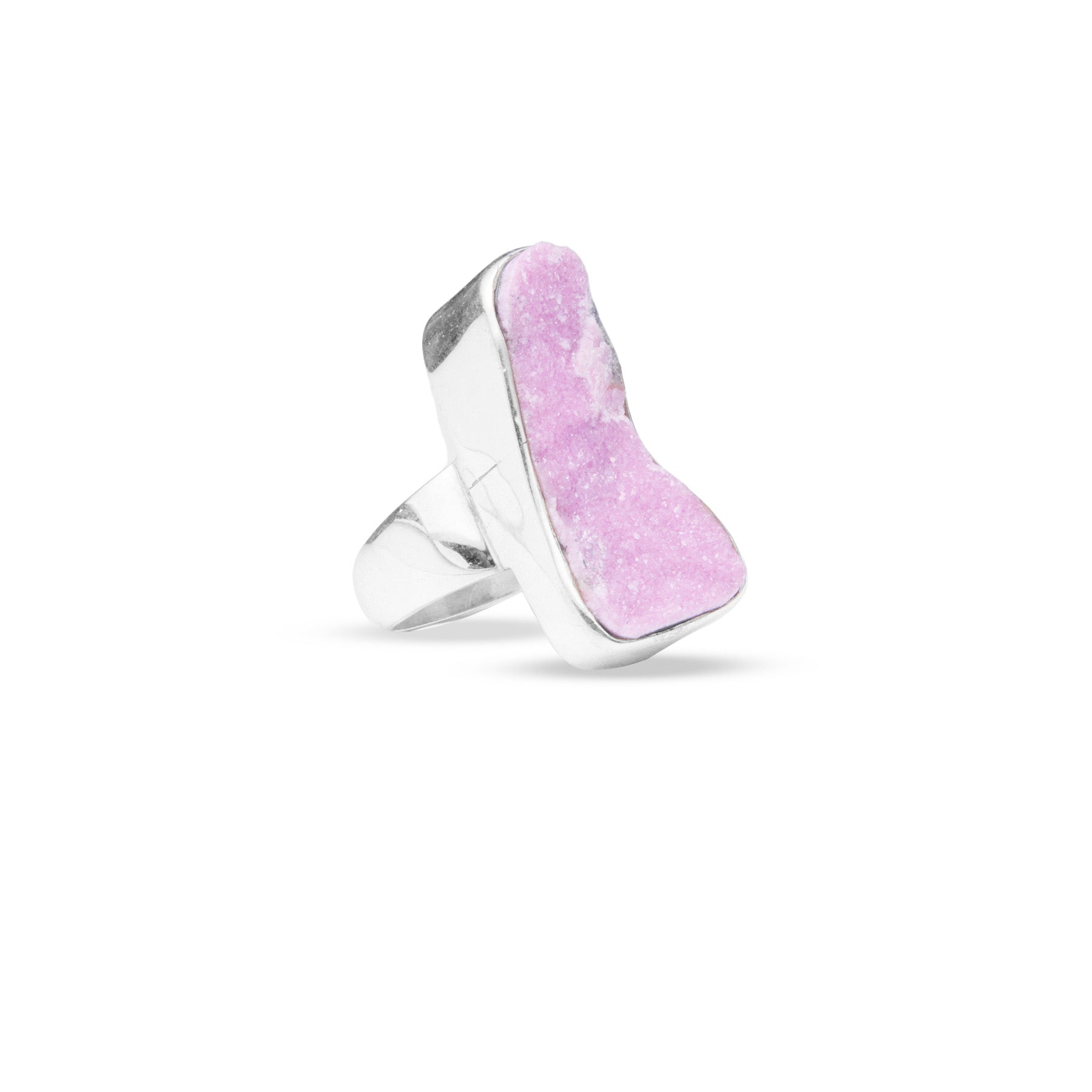 Cobaltian Calcite rough freeform ring with thick bezel and band