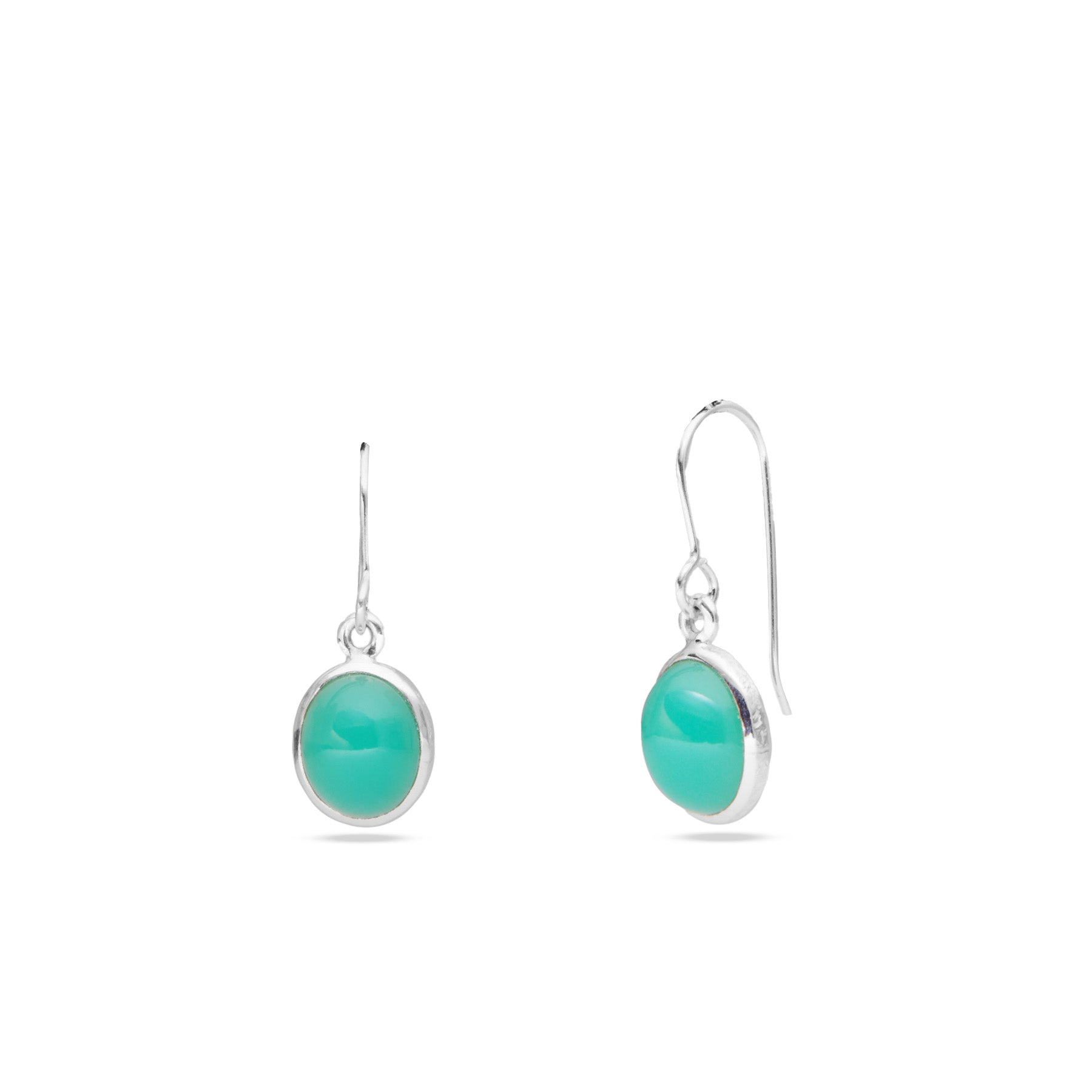 Chrysoprase cabochon oval drop earrings 