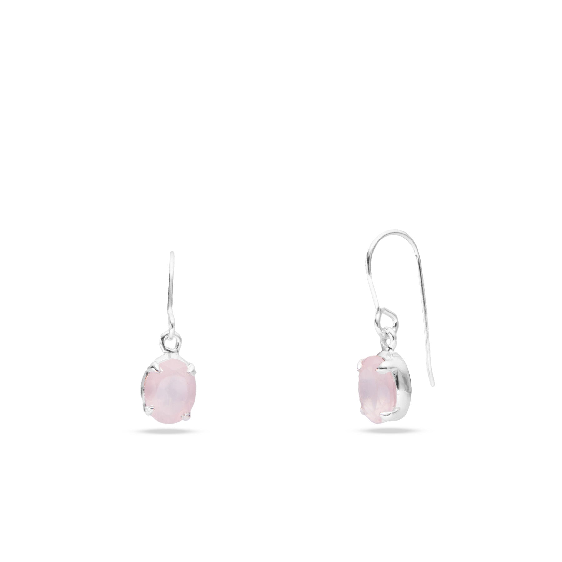 Rose Quartz faceted oval claw set drop earrings