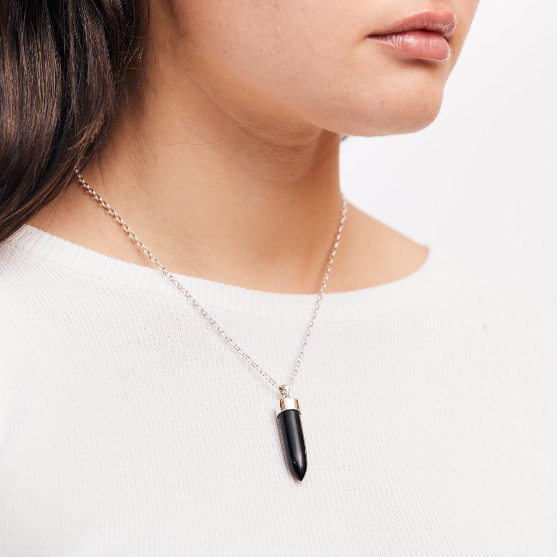 Black Onyx Bullet Necklace