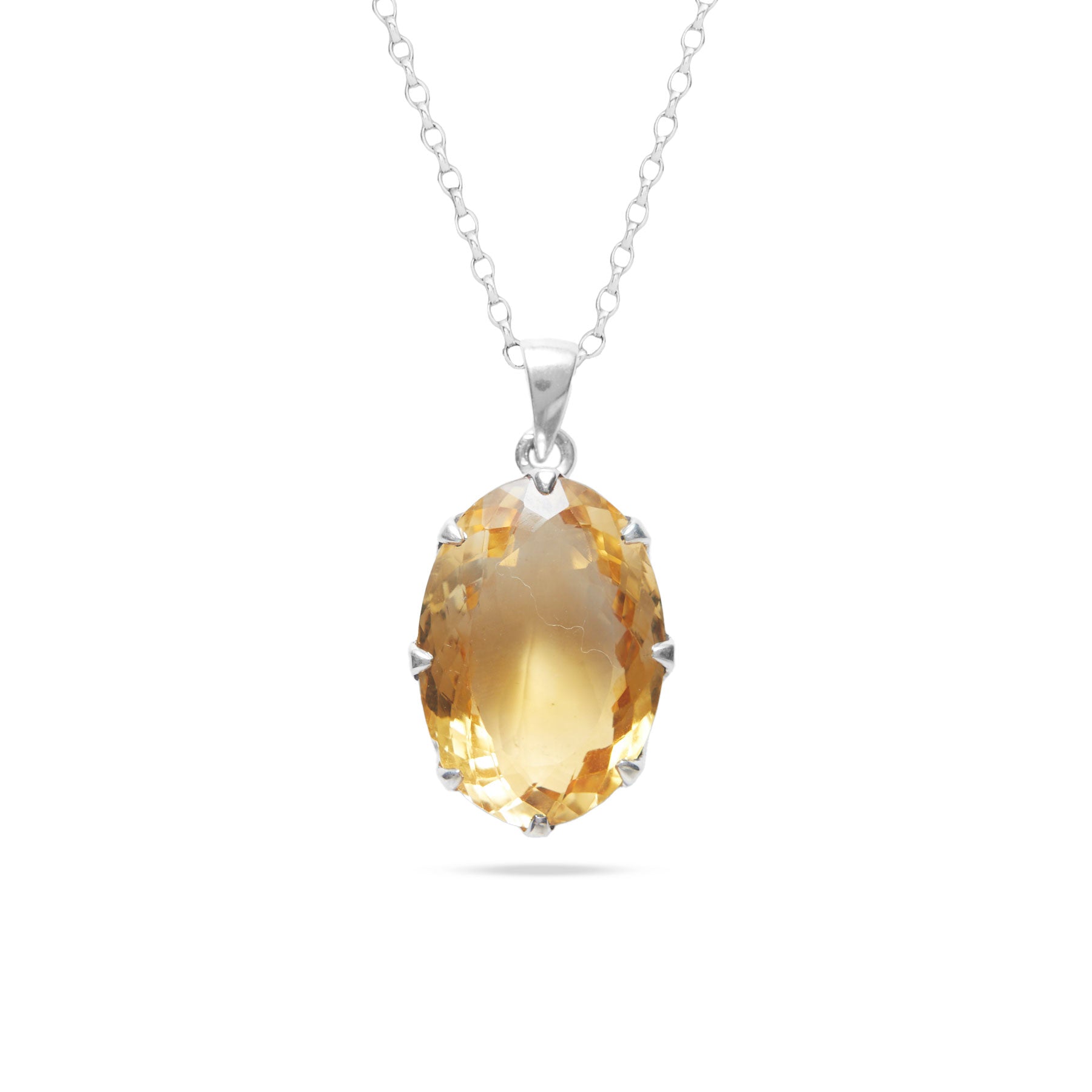 Citrine faceted pendant with sterling silver claw bezel 