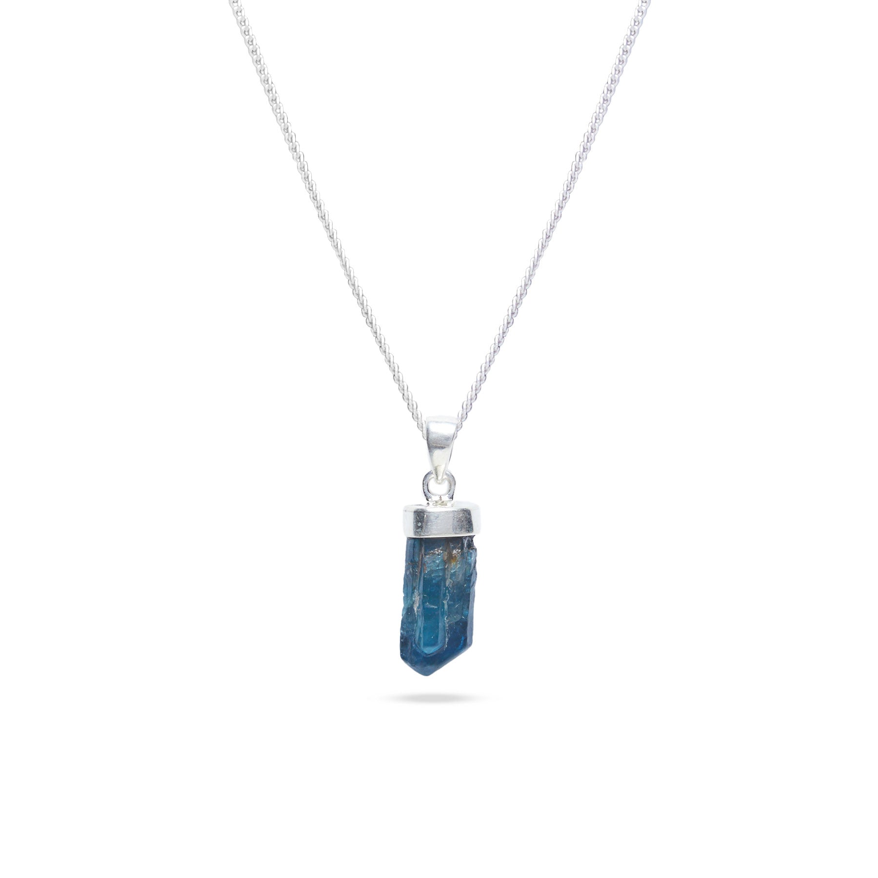 Apatite pencil pendant with sterling silver bezel cap