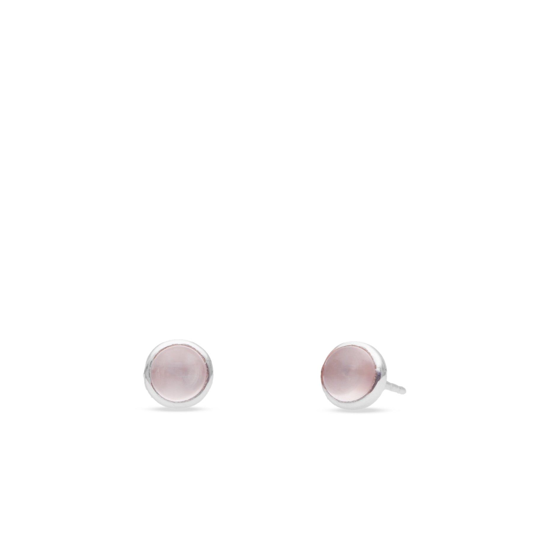 Rose Quartz cabochon bezel set stud earrings