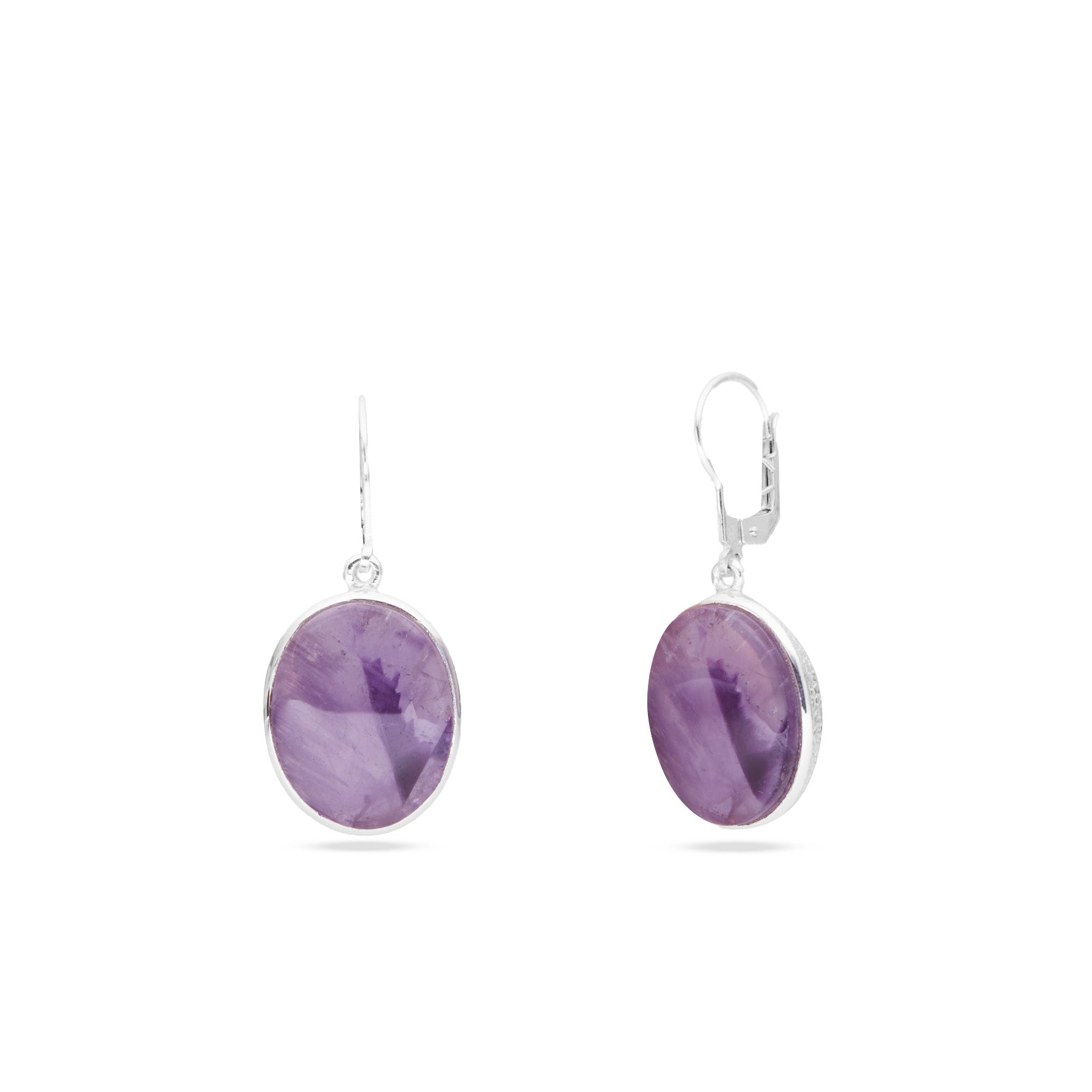 Auralite 23 cabochon oval drop earrings with hammered bezel 