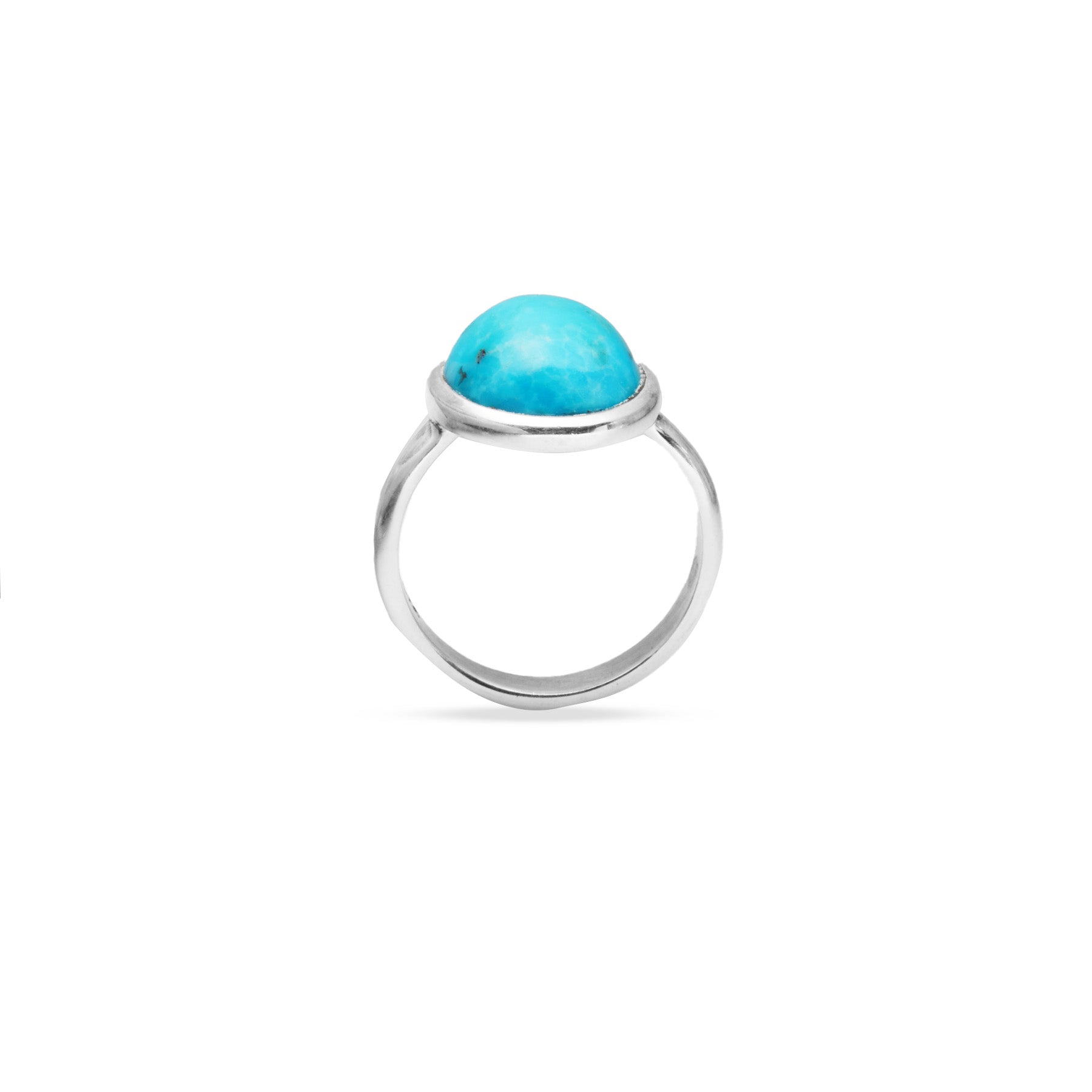 Feroza Turquoise cabochon oval ring with bezel setting