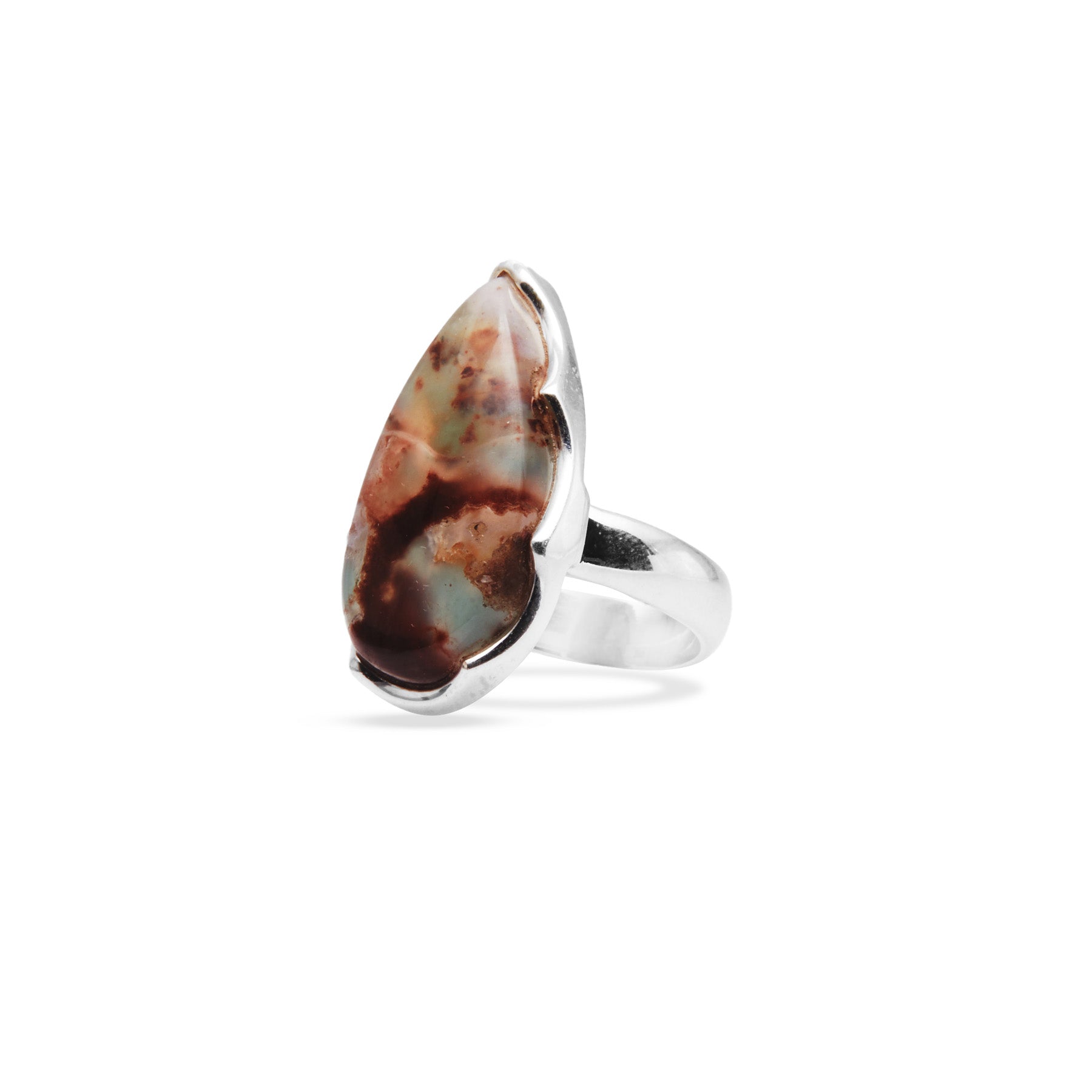 Aquaprase cabochon wave bezel setting on ring side angle 