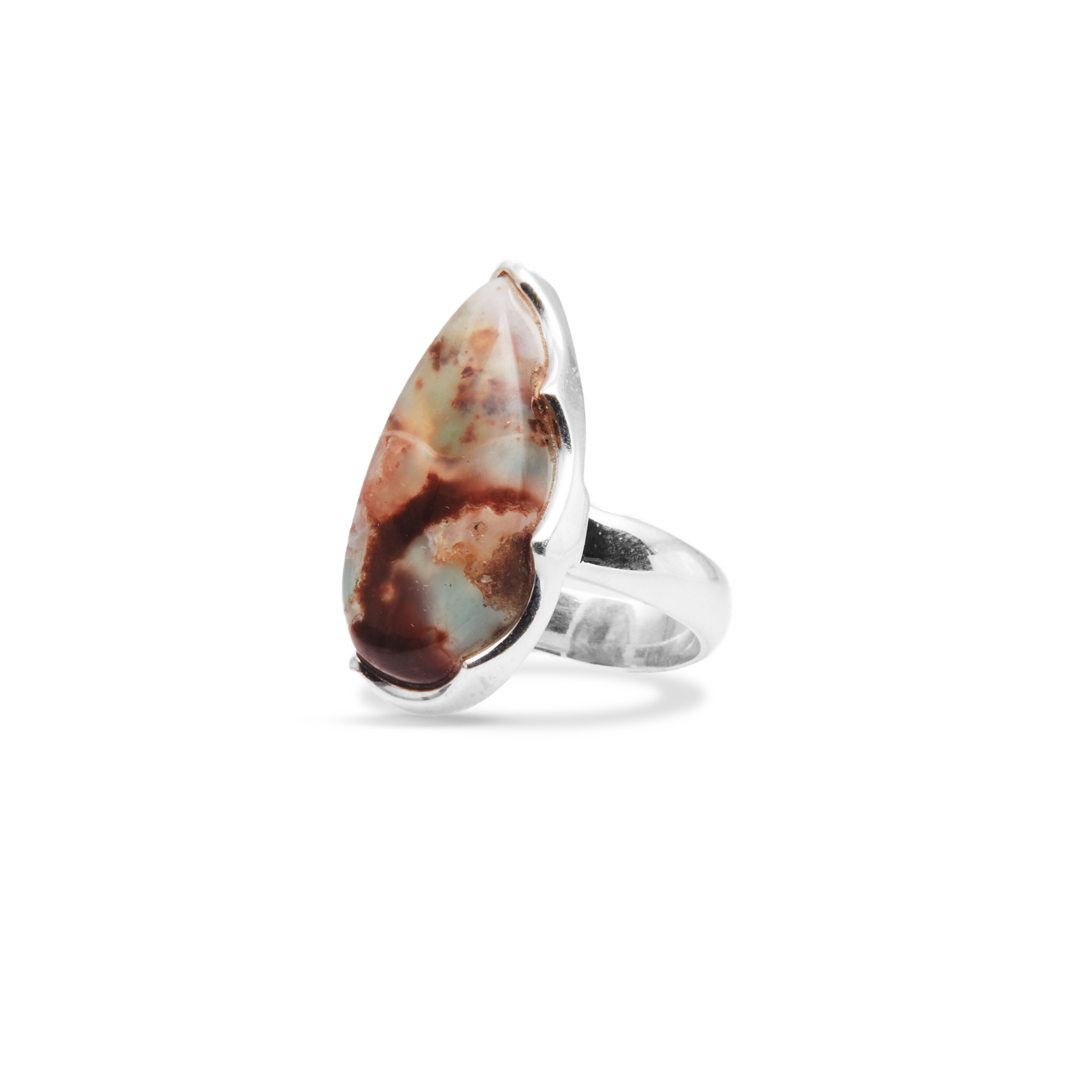 Aquaprase cabochon wave bezel setting on ring 