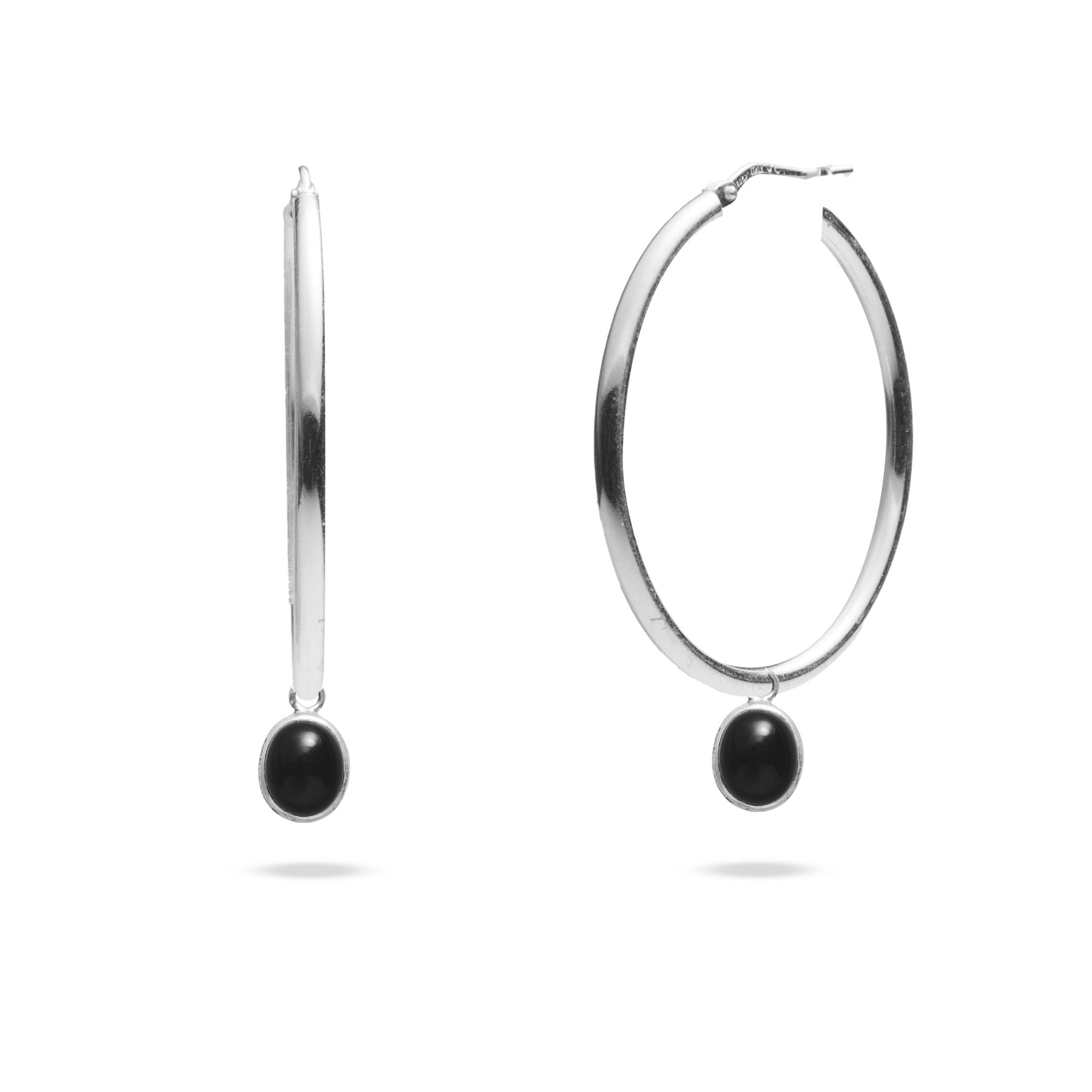 Black Onyx cabochon oval hoop attachments 