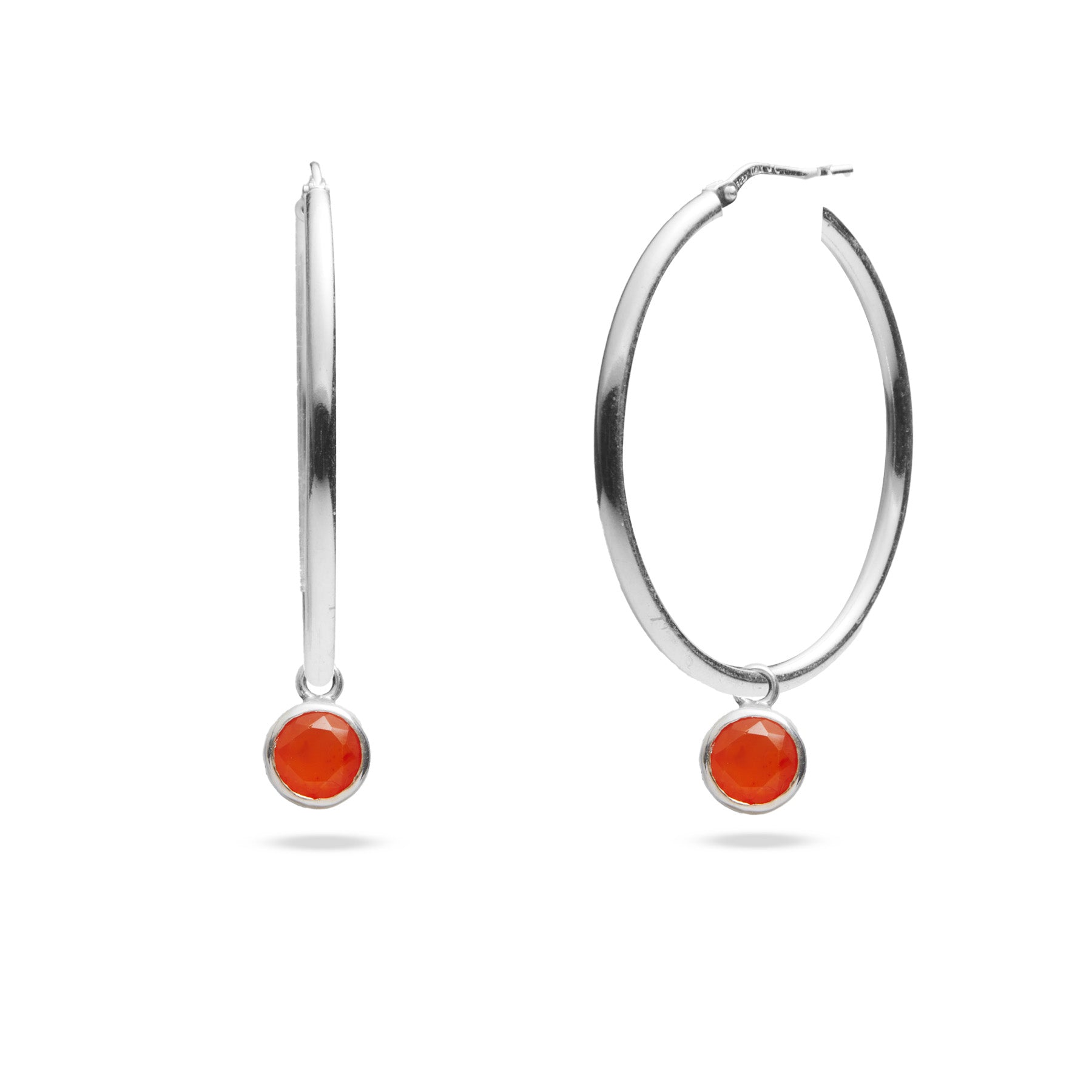 Carnelian faceted round hammered bezel set hoop attachments 