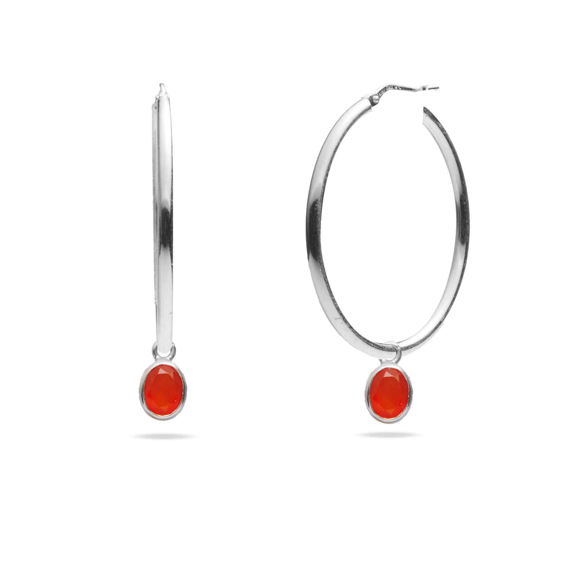 Carnelian faceted oval hammered bezel set hoop attachments 