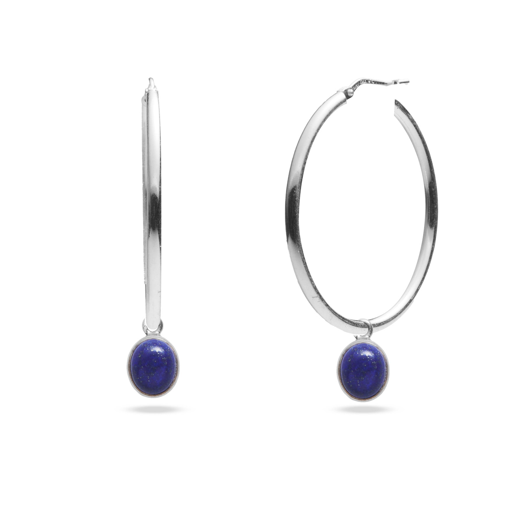 Lapis lazuli cabochon oval hoop attachments 