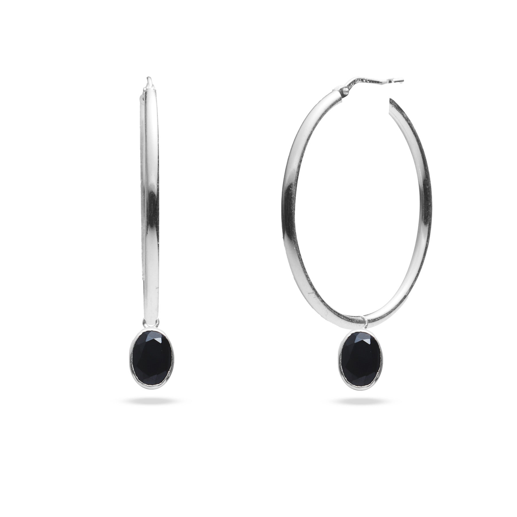 Black Onyx faceted oval hoop attachments 