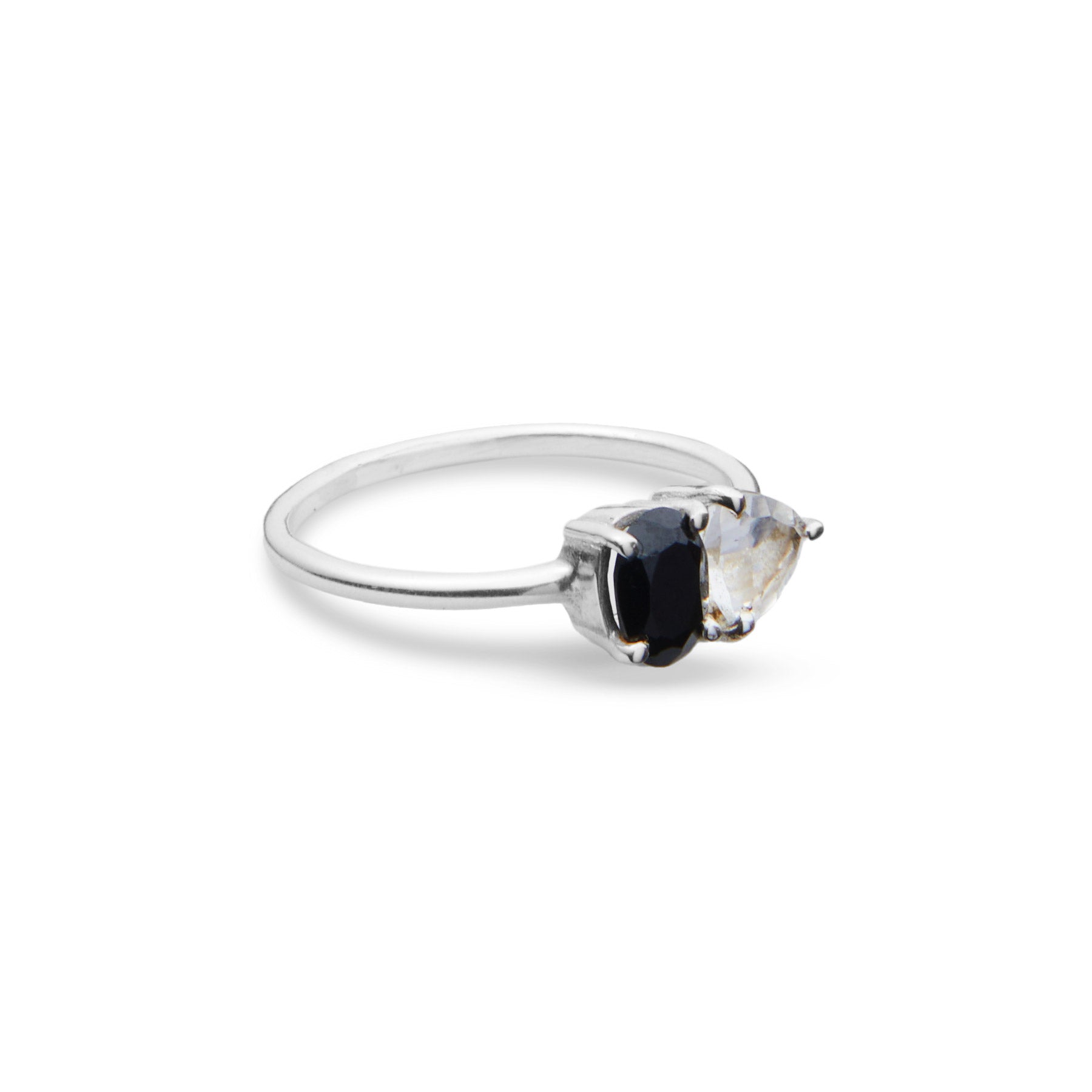 ONYX AND CLEAR QUARTZ RING 