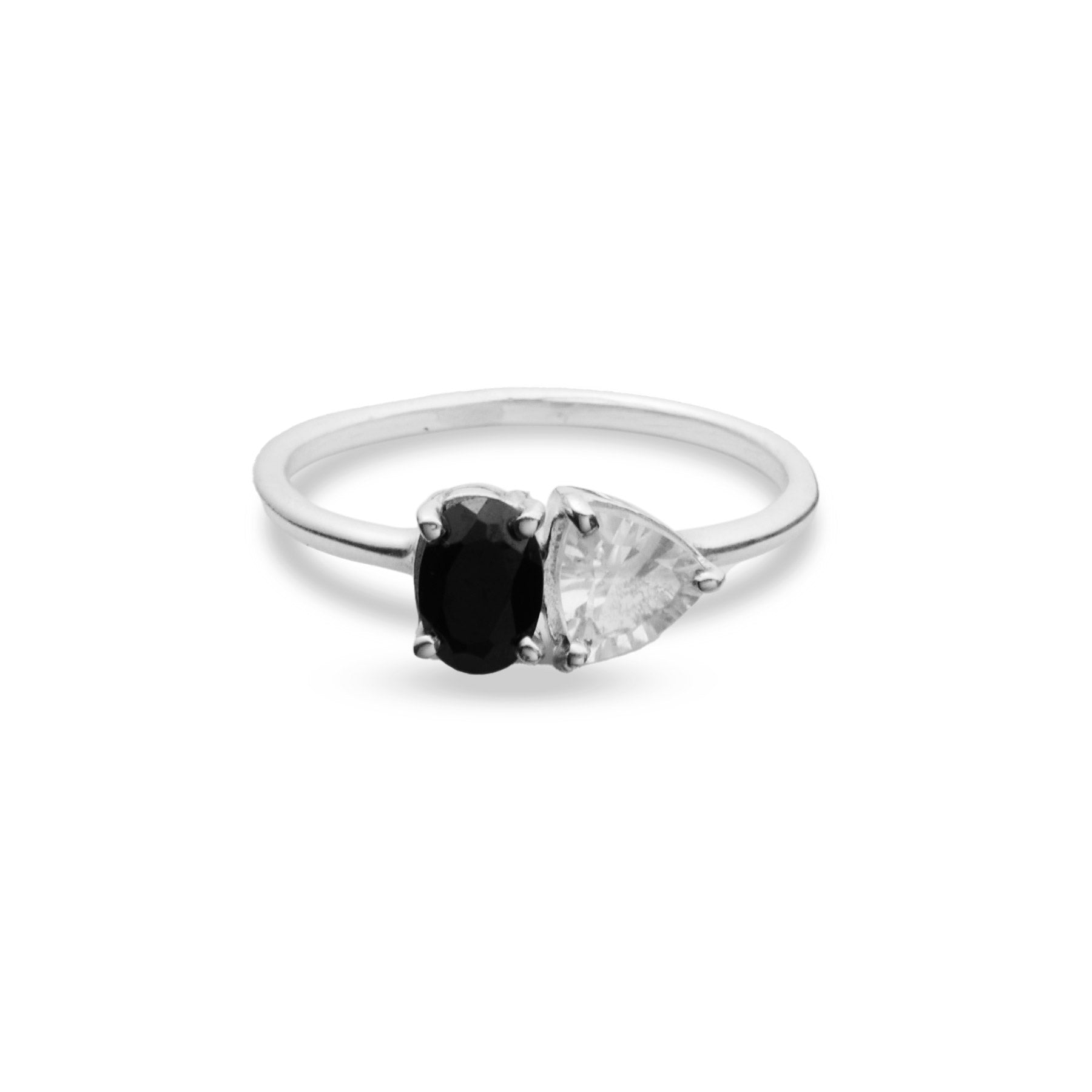 ONYX AND CLEAR QUARTZ RING 