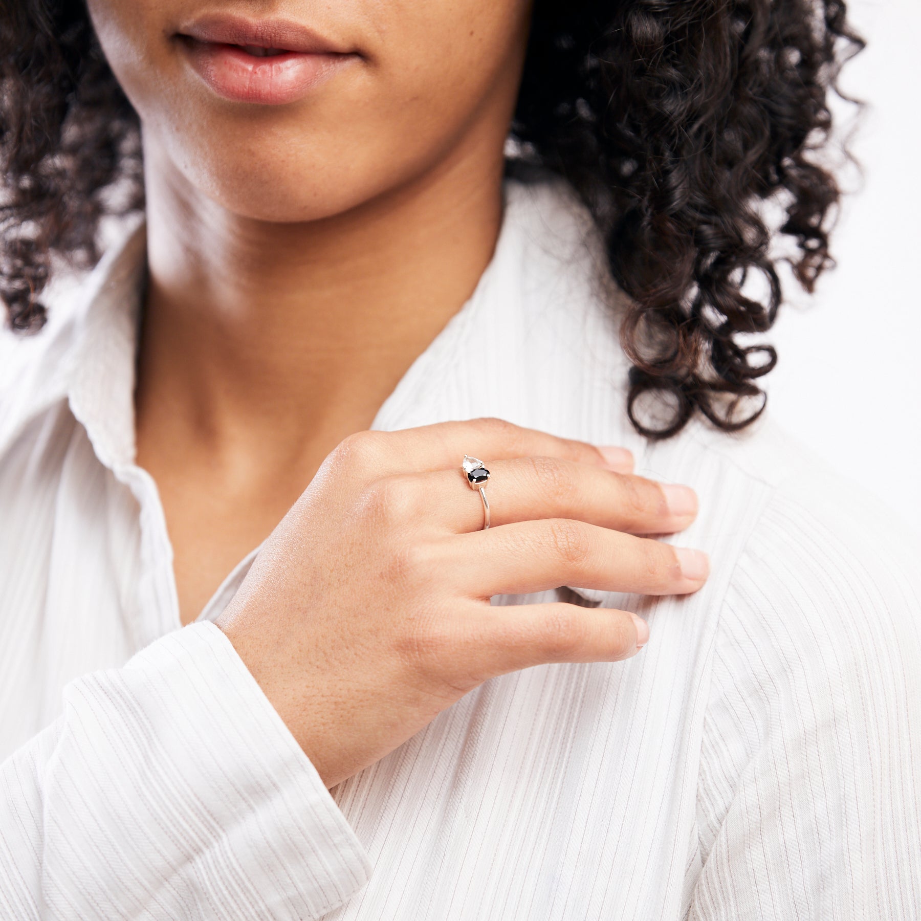 ONYX AND CLEAR QUARTZ RING