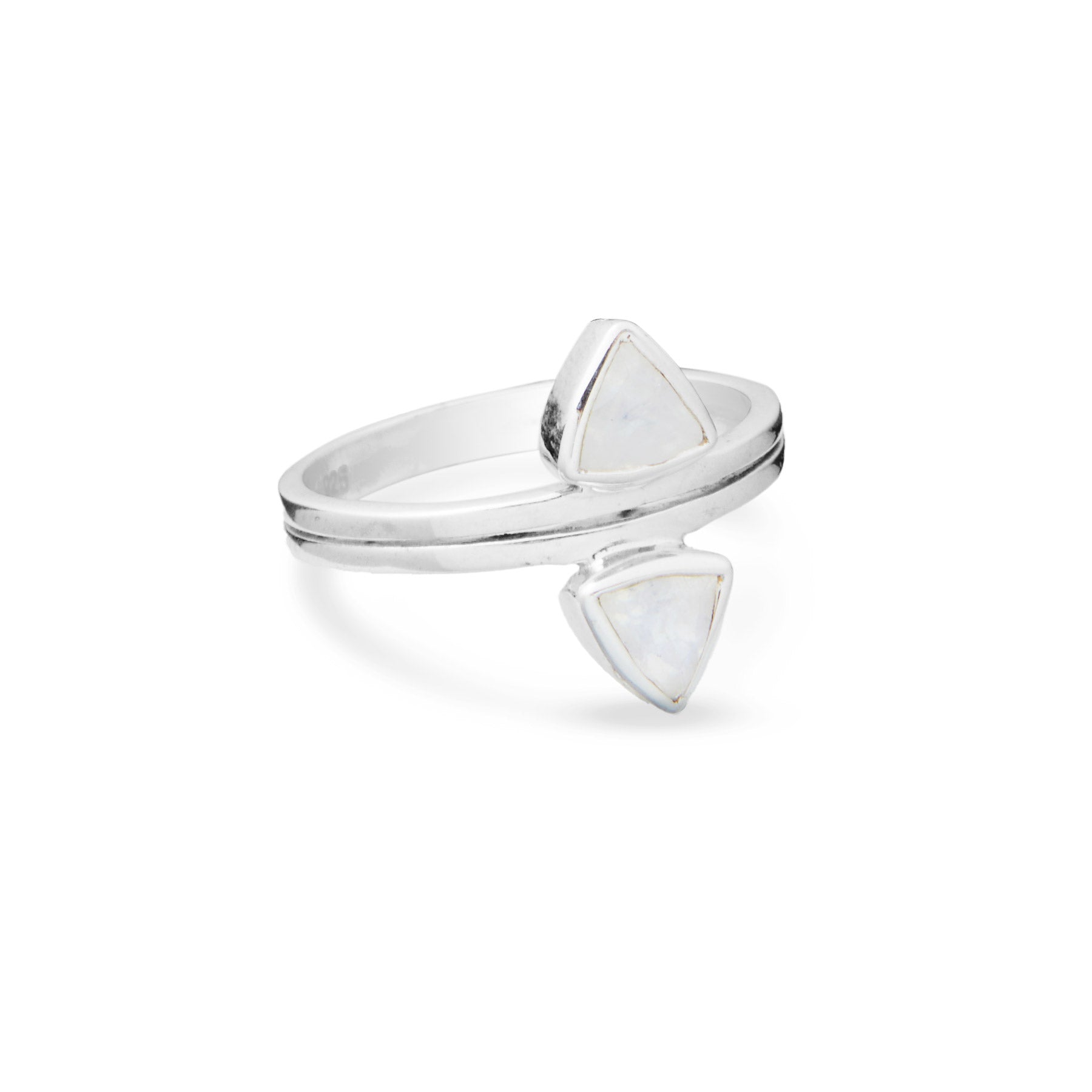 TRIANGLE RAINBOW MOONSTONE RING