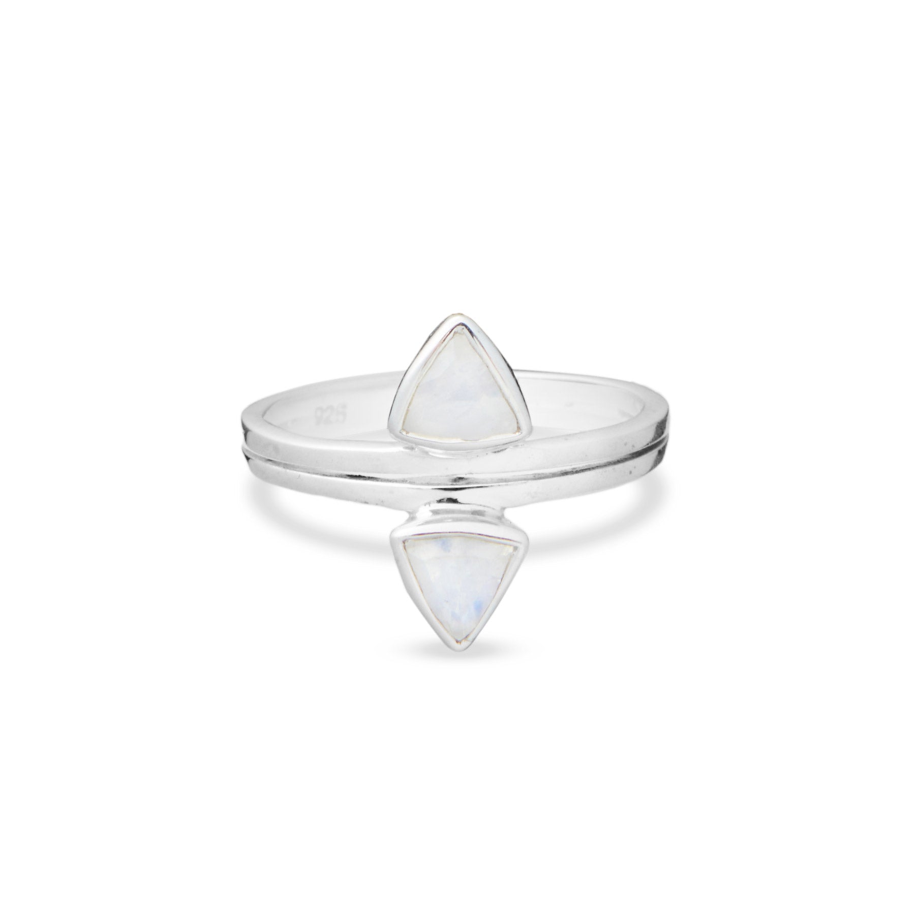 TRIANGLE RAINBOW MOONSTONE RING