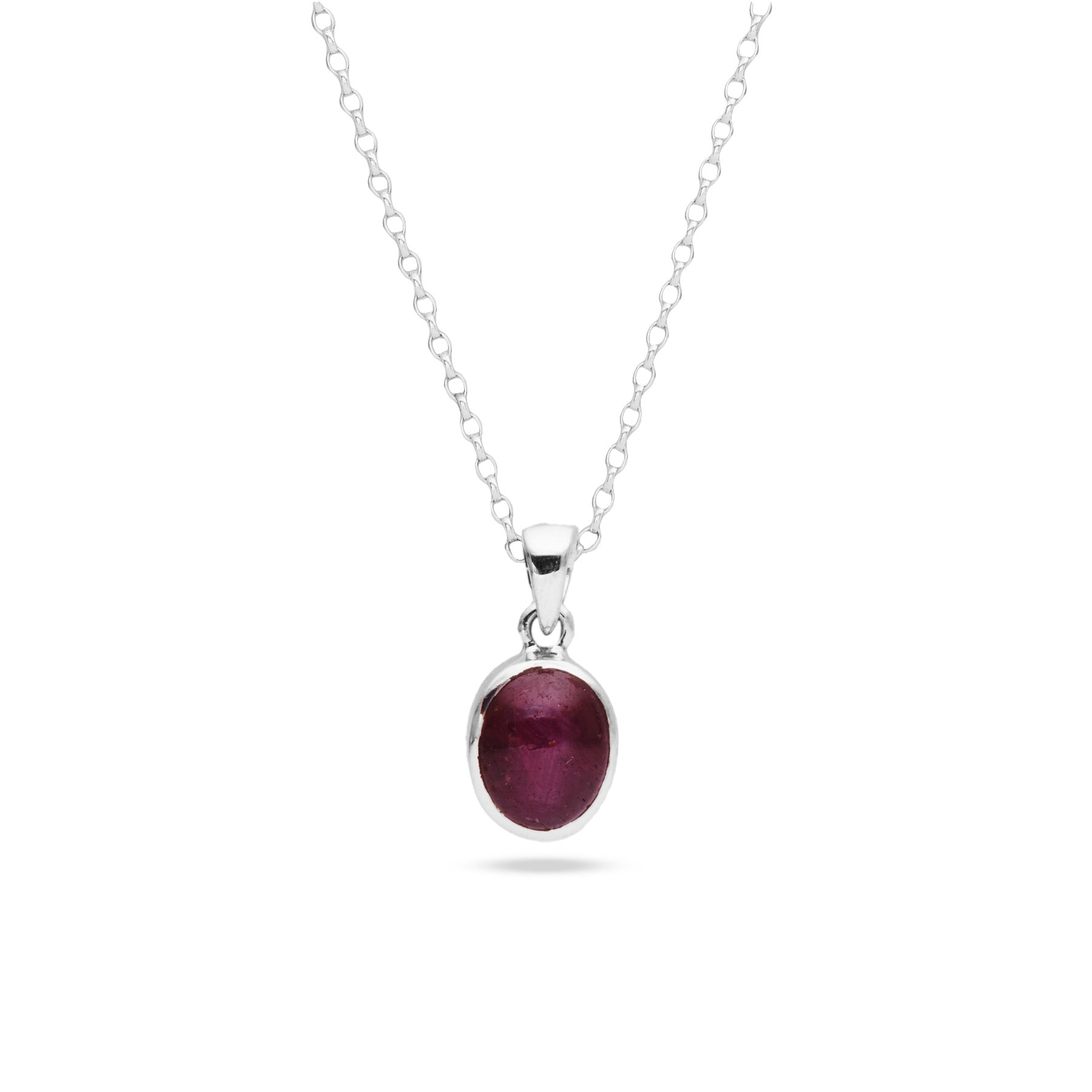 Star Ruby oval cabochon bezel set pendant 