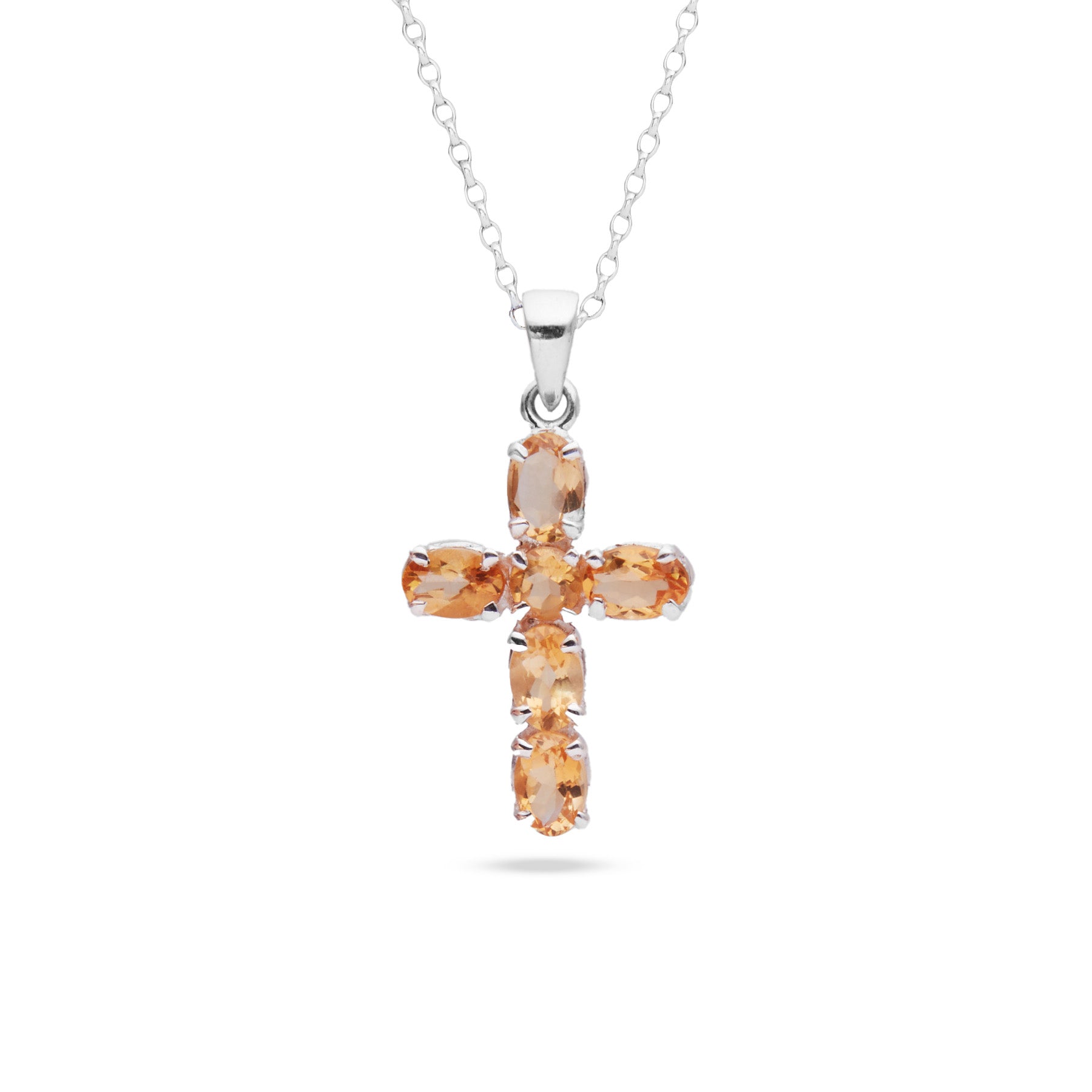 Citrine faceted claw set cross 