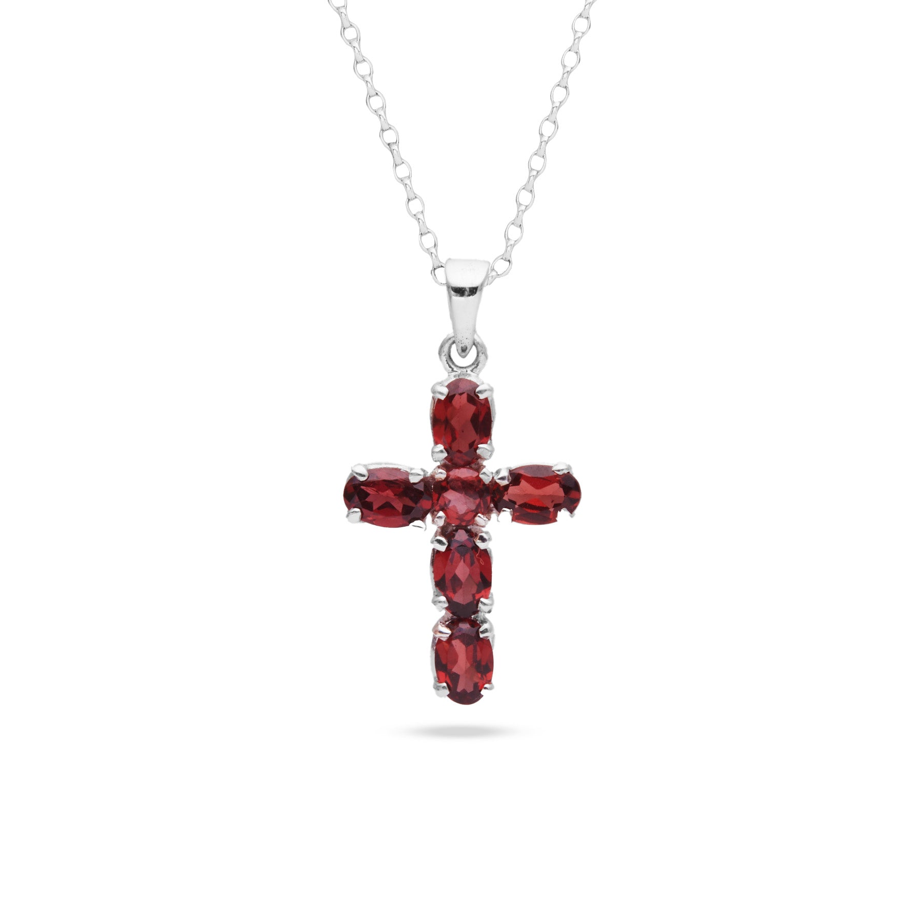 Garnet faceted claw set cross 