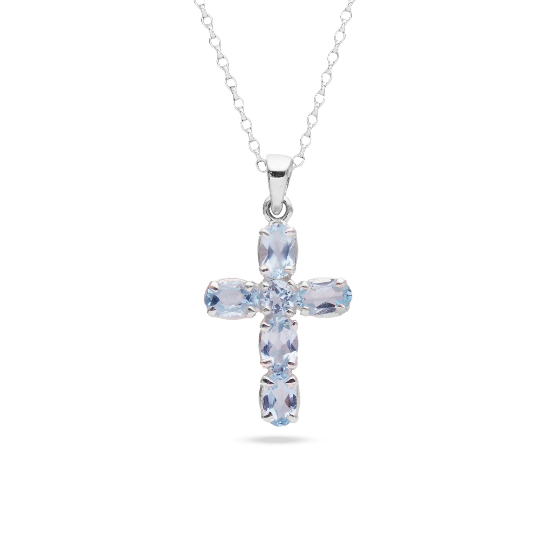 Blue Topaz faceted claw set cross 