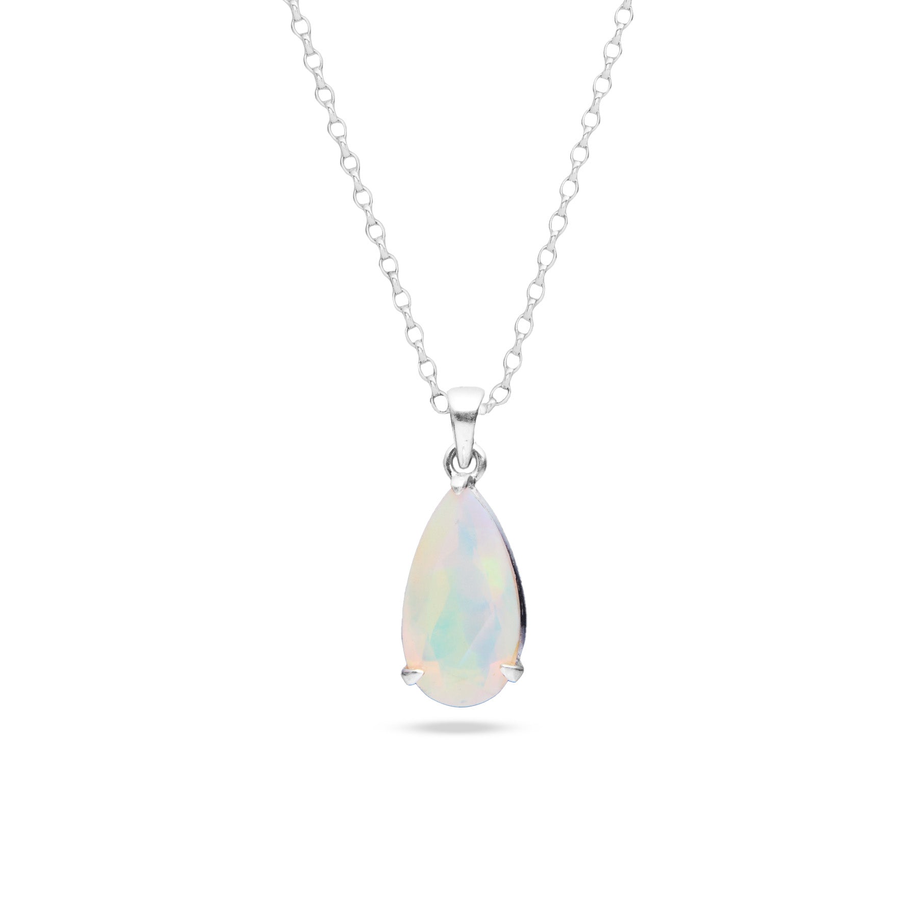 Precious Opal faceted teardrop claw set pendant 