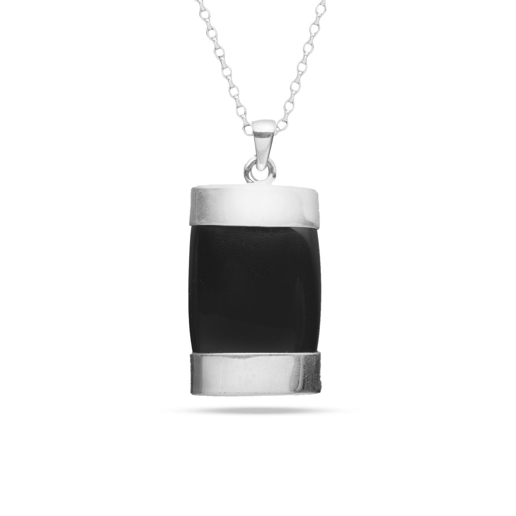 Black Onyx cabachon rectangle pencil with top and bottom cap pendant 