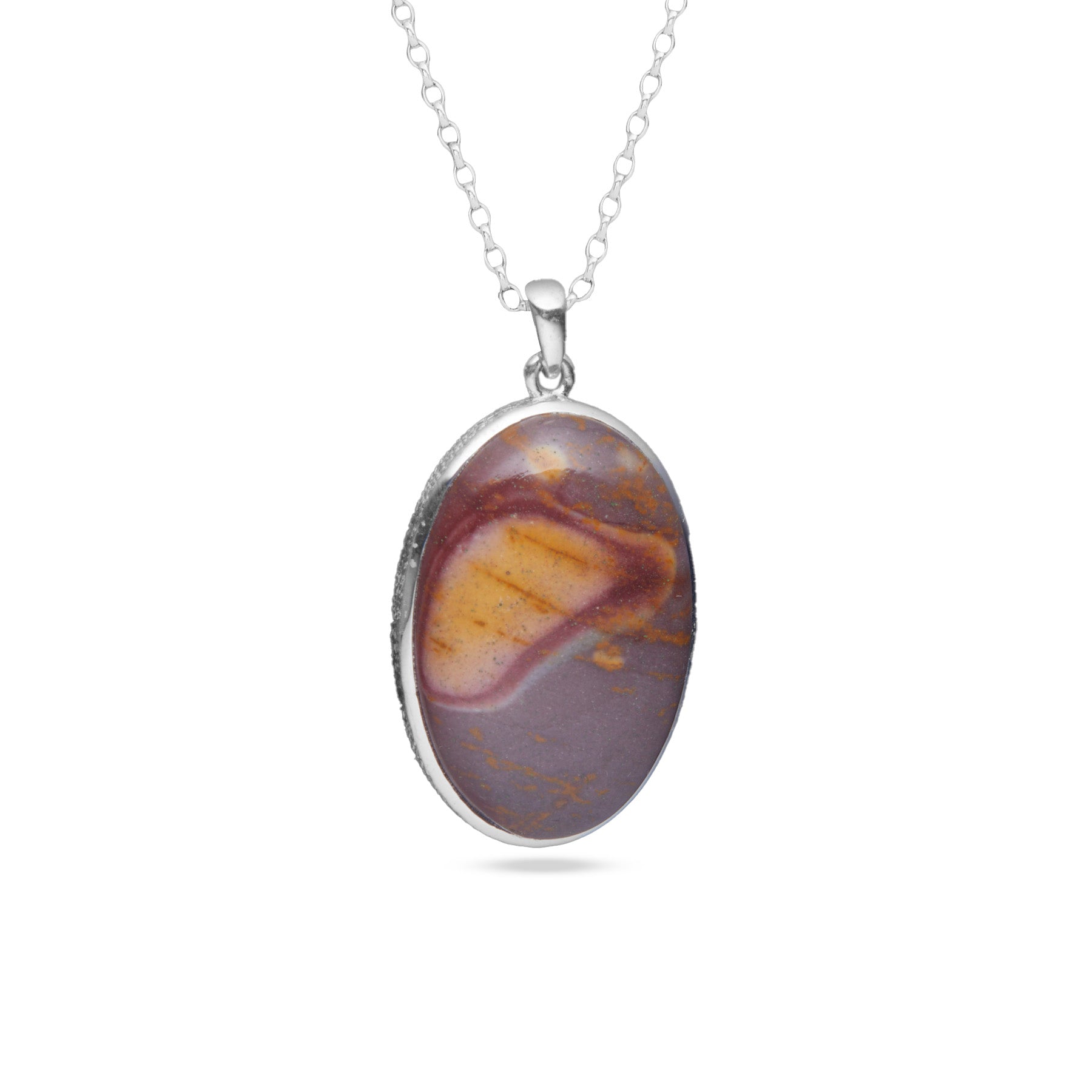 Mookaite cabochon oval hammered bezel 