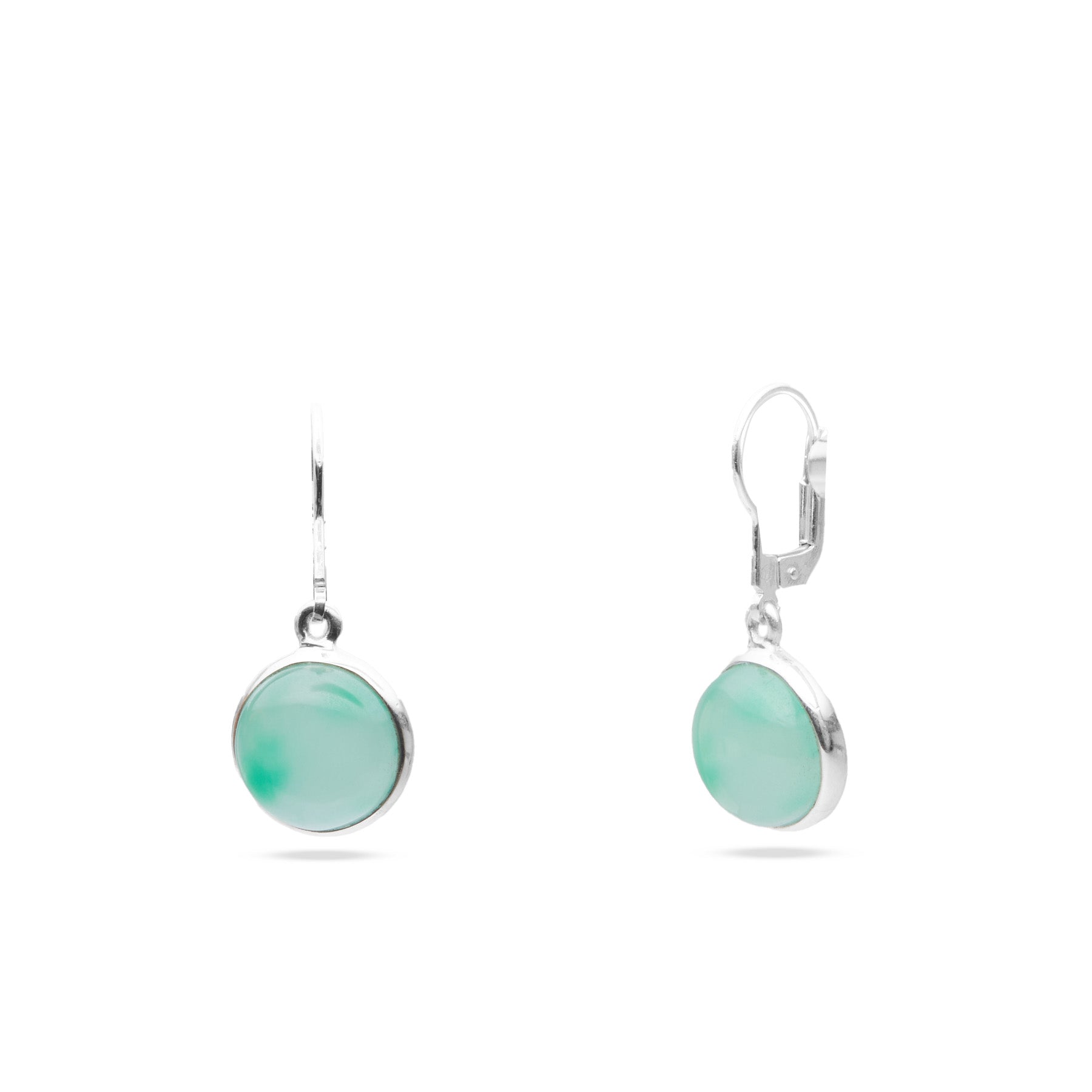 Jadeite round cabochon clasp drop earrings 